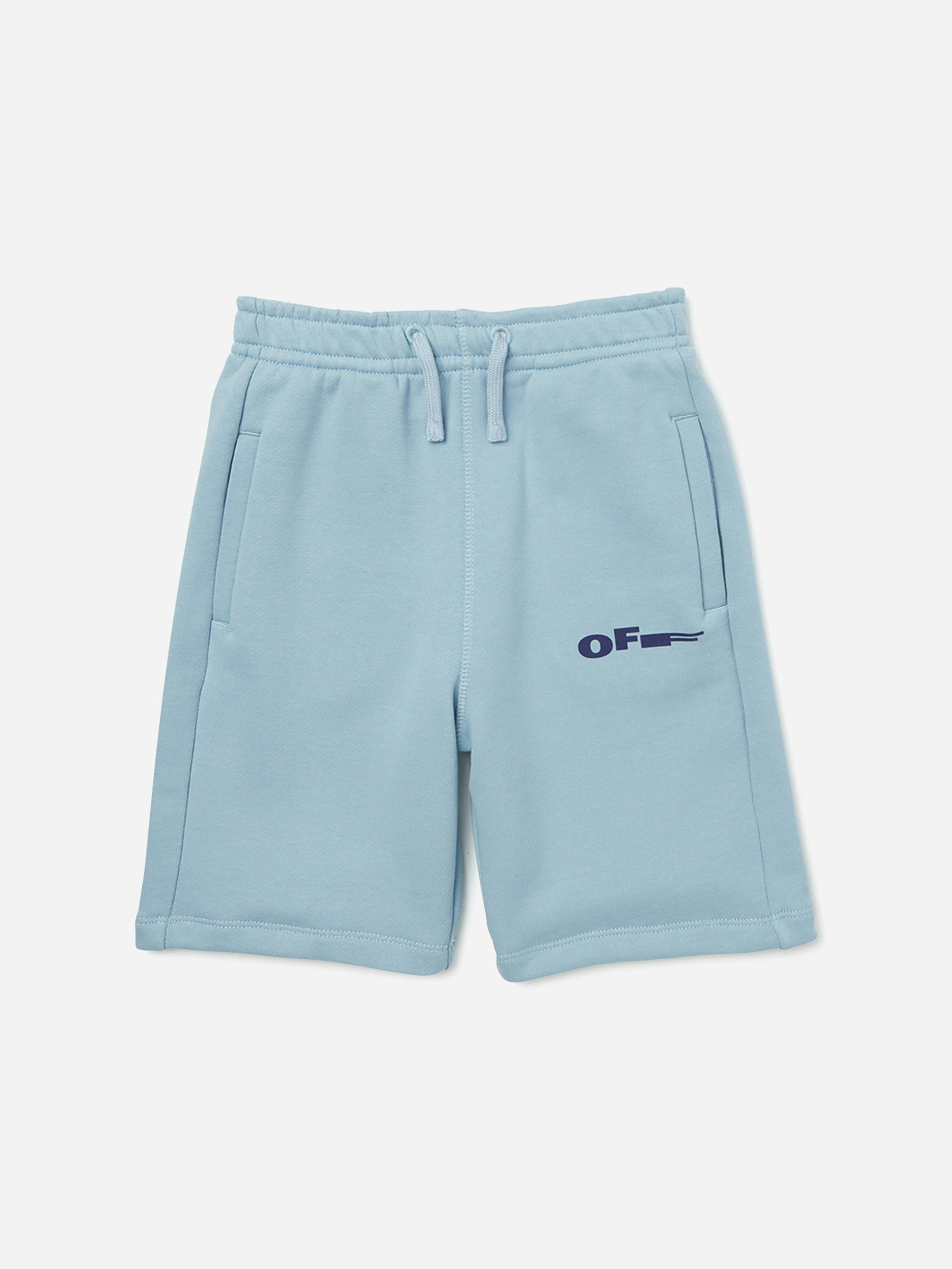 Off-White Boys White/Blue Off- Type Sweatshorts In - 4 Yrs
