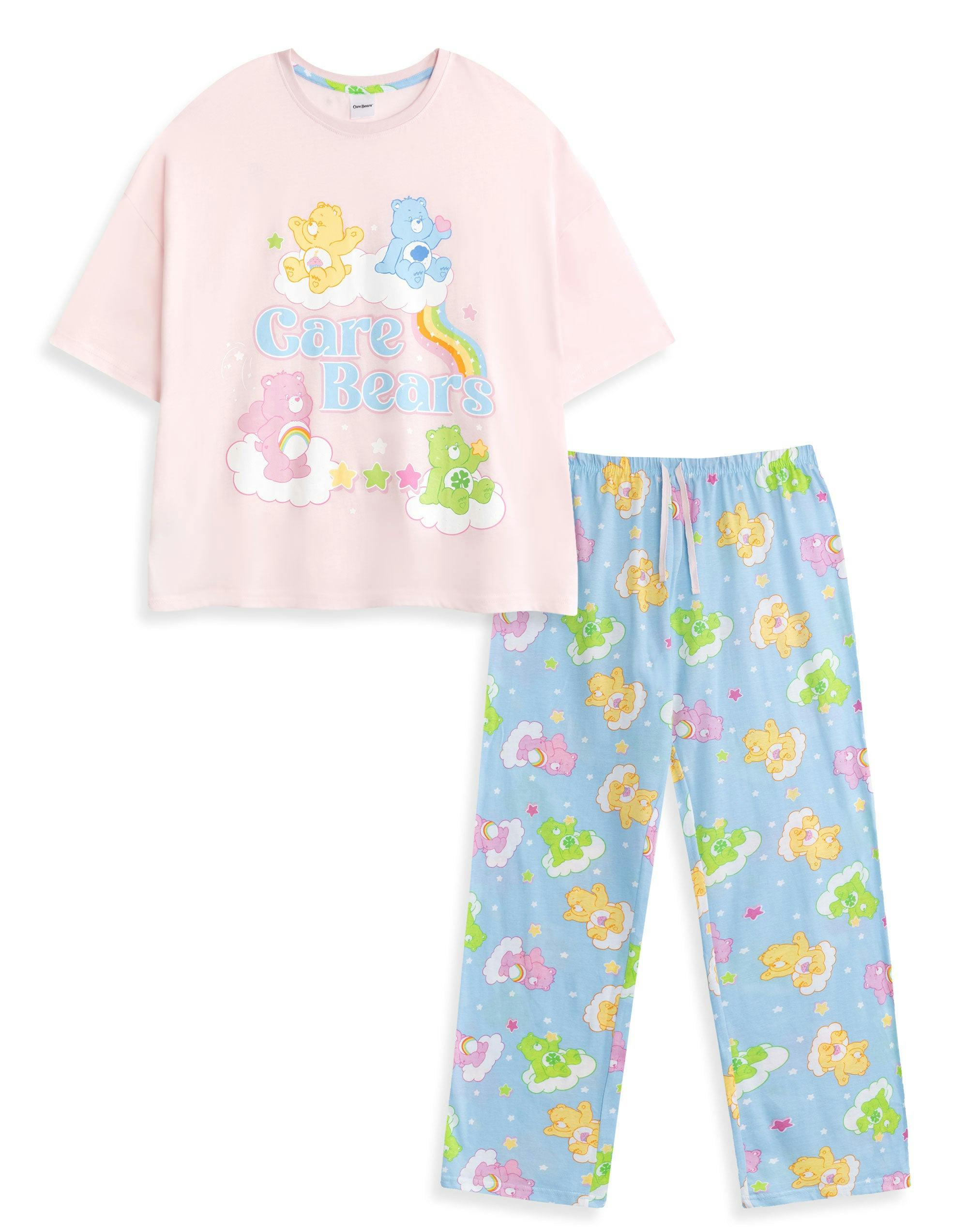 Vanilla Underground Women's Pink Care Bears Character Short Sleeve Long Leg Pyjama Set - Small