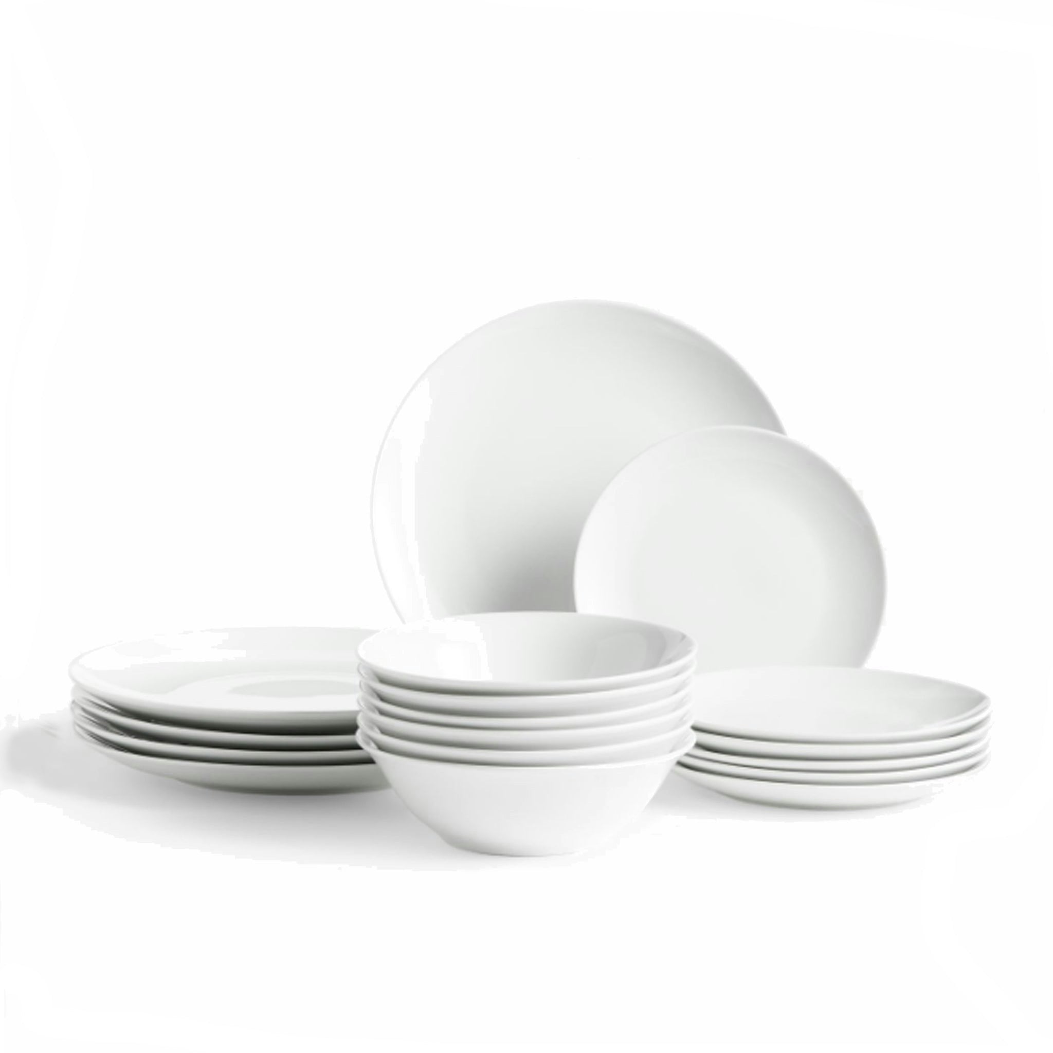 Rackhams White Dinner Set Plates Bowls Porcelain 12Pc Set Coupe - Porcelain