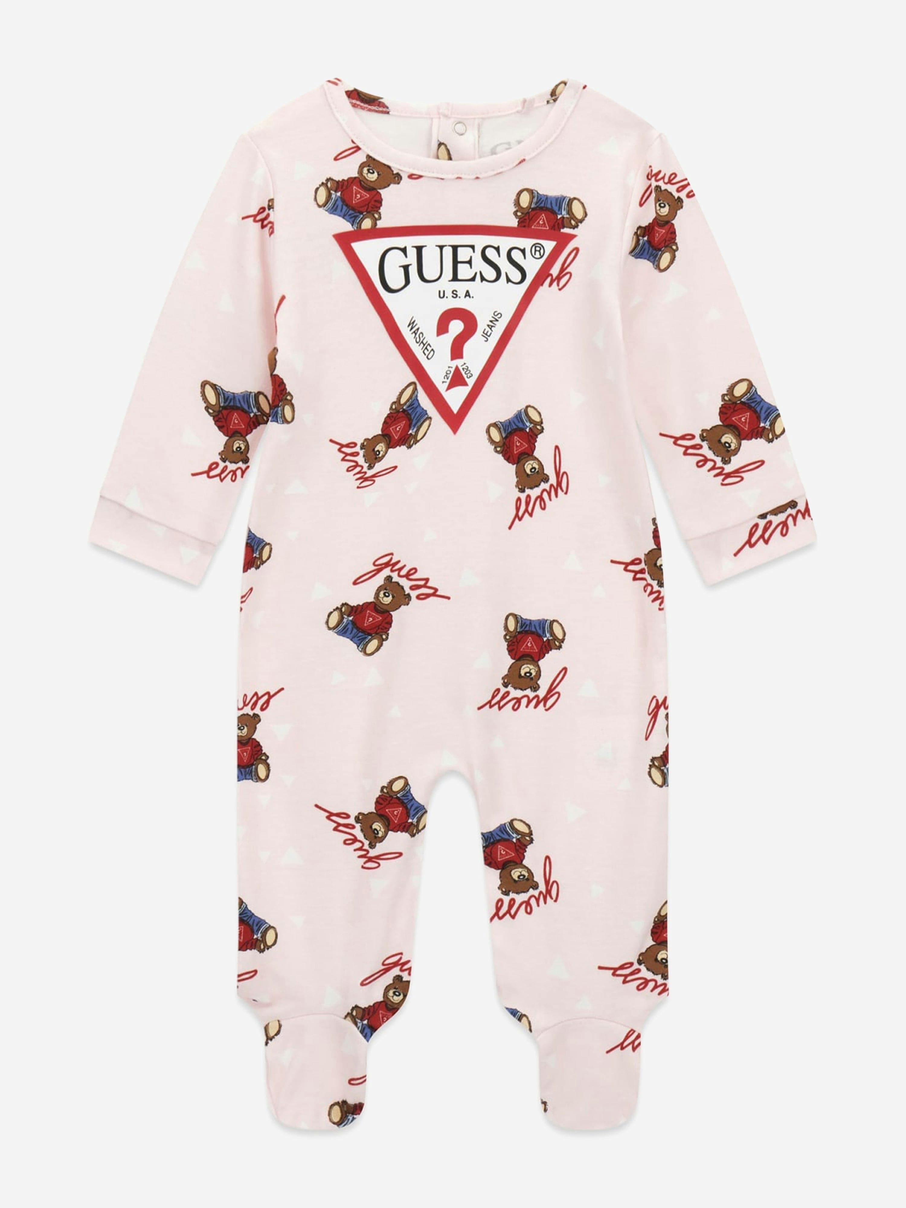 Guess Women's Pink Baby Girls Teddy Bear Babygrow In - 6 - 9 Mths