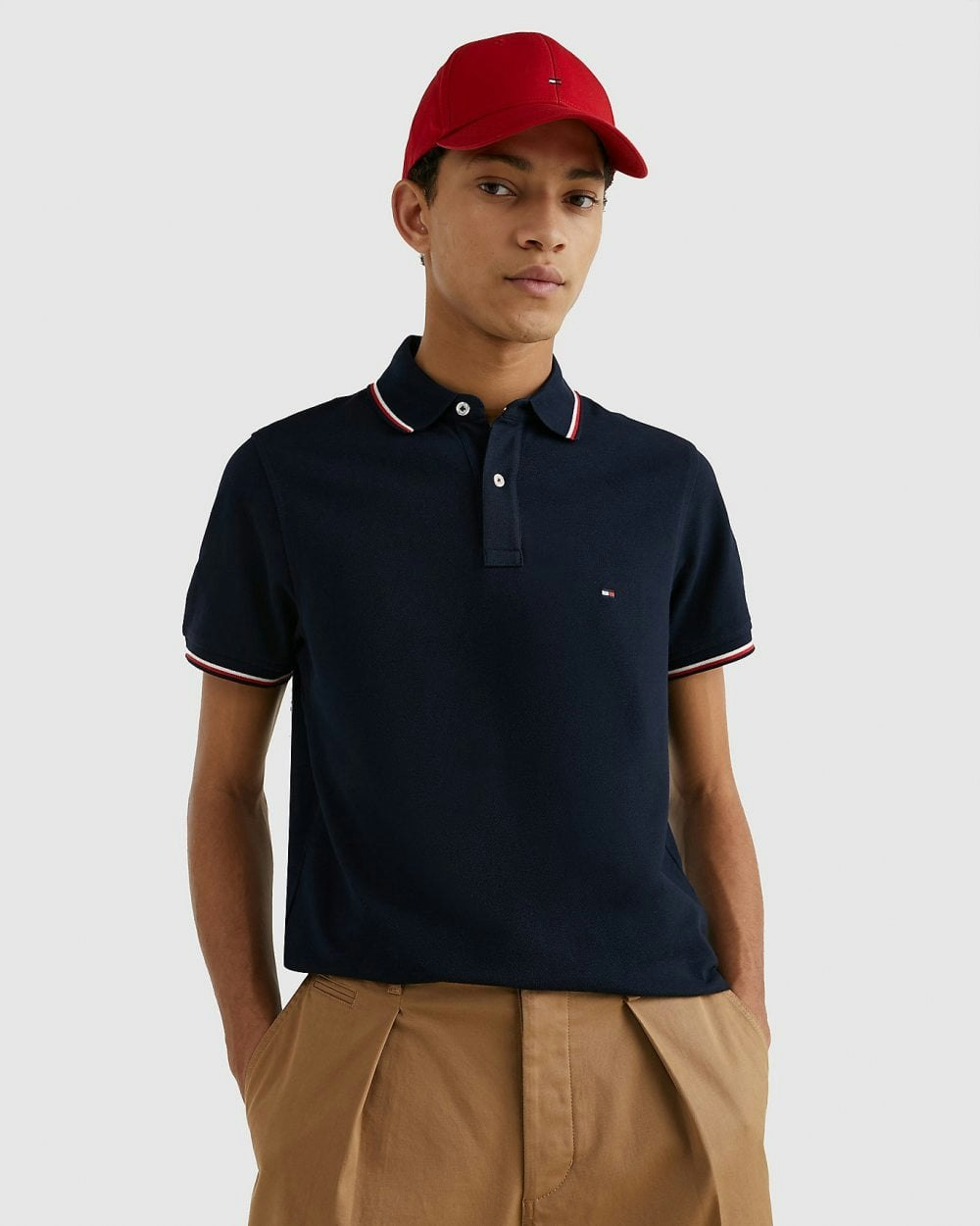 Tommy Hilfiger Men's Slim Tipped Polo - Desert Sky - Desert Sky - Xl