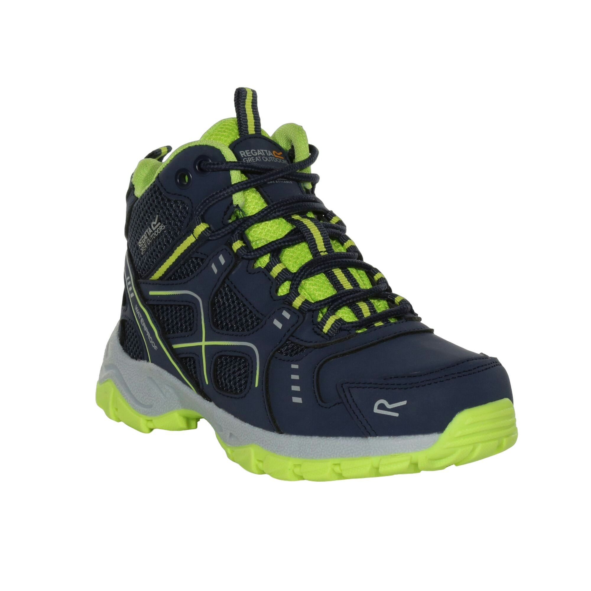 Regatta Boys Vendeavour Walking Boots - Navy/Lime Punch - Navy/Lime Punch Size 3 Uk