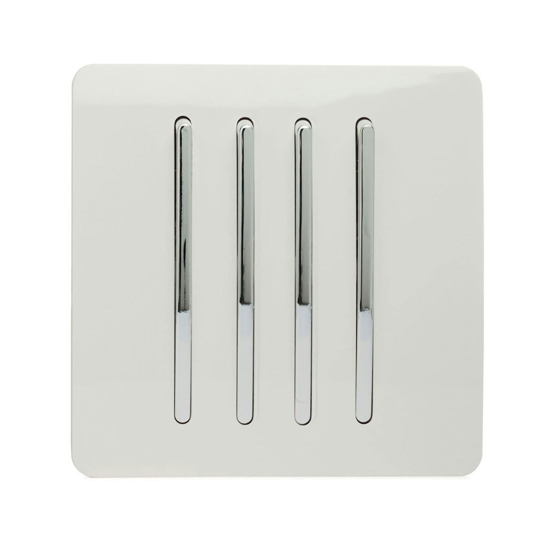 Trendi 4 Gang 2 Way Artistic Modern Glossy 10 Amp Rocker Tactile Light Switch White Art-Ss8wh 7091049352499 - Image 6