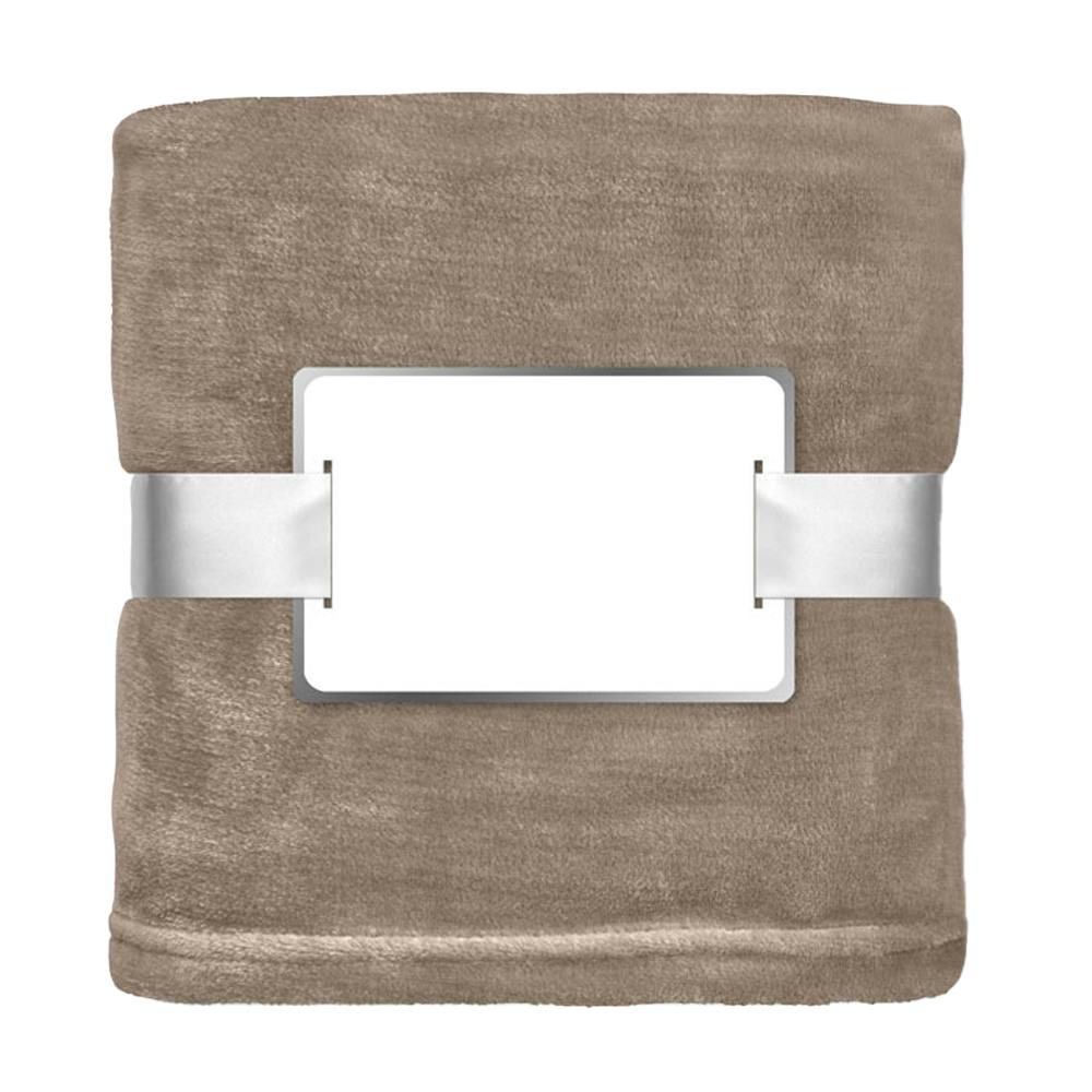 Midocean Davos Flannel Blanket - Khaki - One Size - Khaki - 100% Mixed