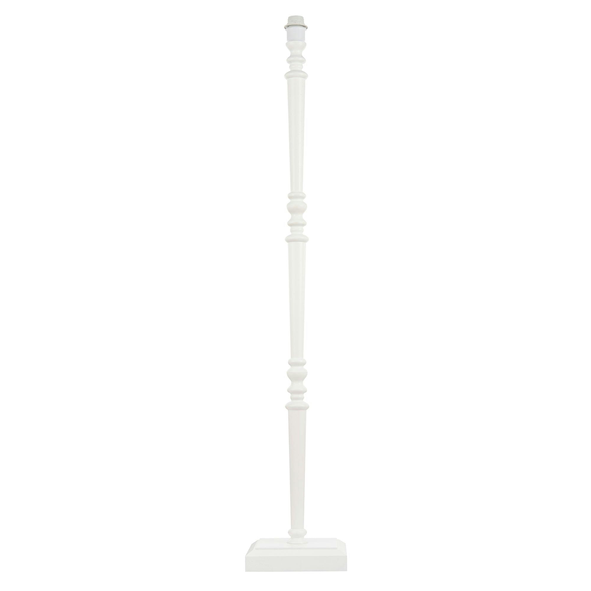 Rackhams White Chic Wood Standing Floor Lamp With Square Base And Foot Switch
