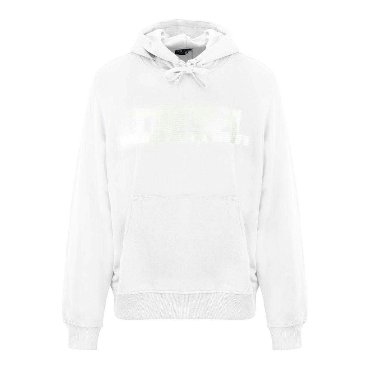 Diesel Men's White Monotone Logo Hoodie - Bright - Bright - M - 100% Cotton