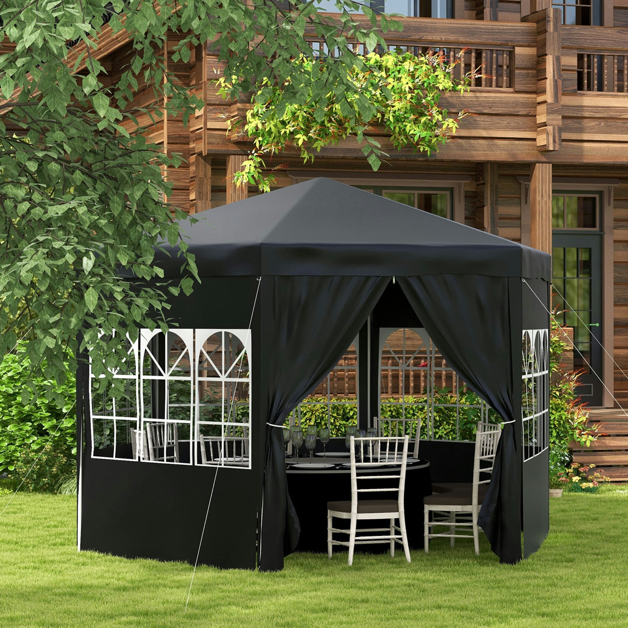 Rackhams 3.9M Outdoor Gazebo Canopy Party Tent With 6 Removable Side Walls