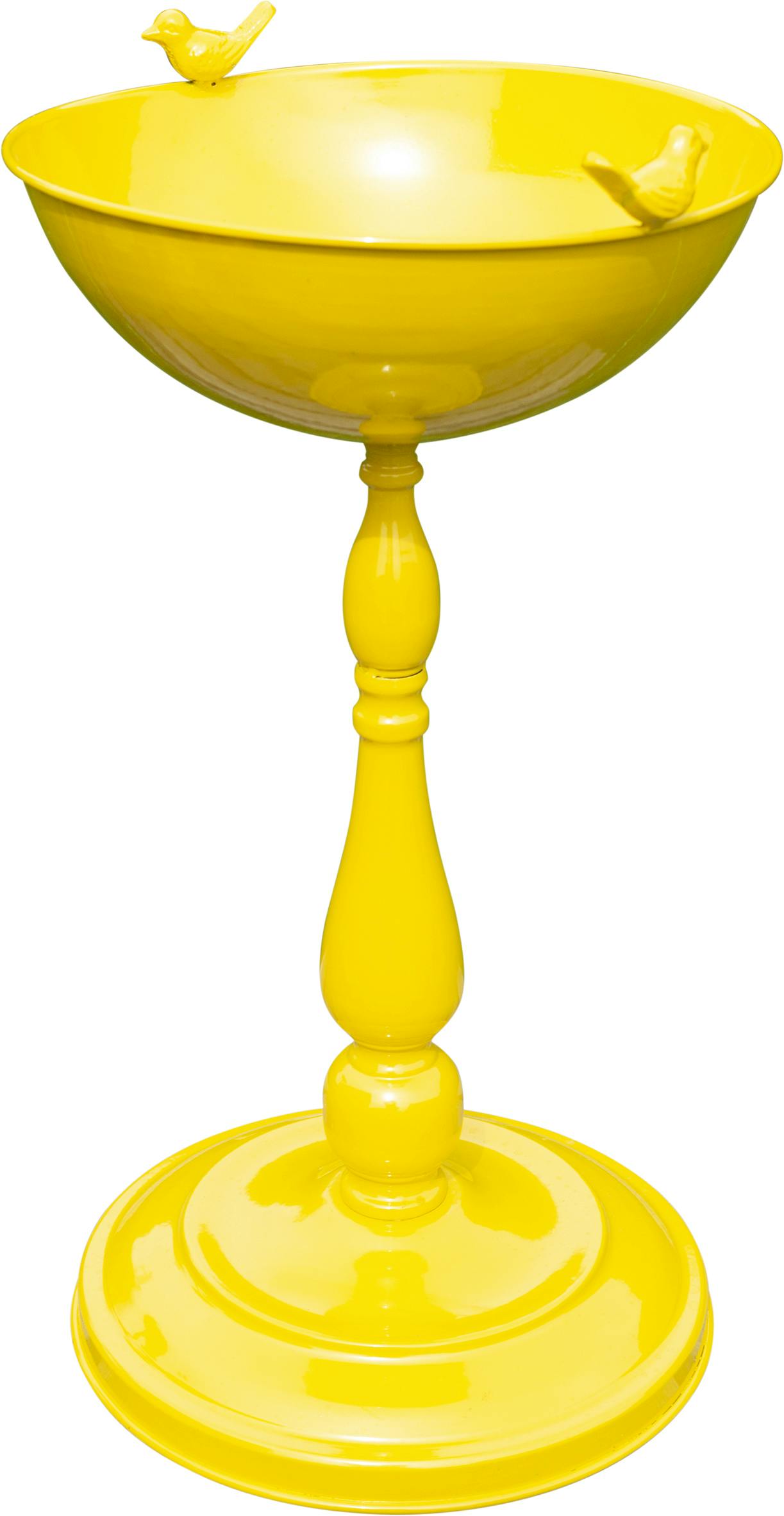 Rackhams Yellow Ornamental Free Standing, Weather Resistant, Pedestal Style, Easy Assemble Bird Bath