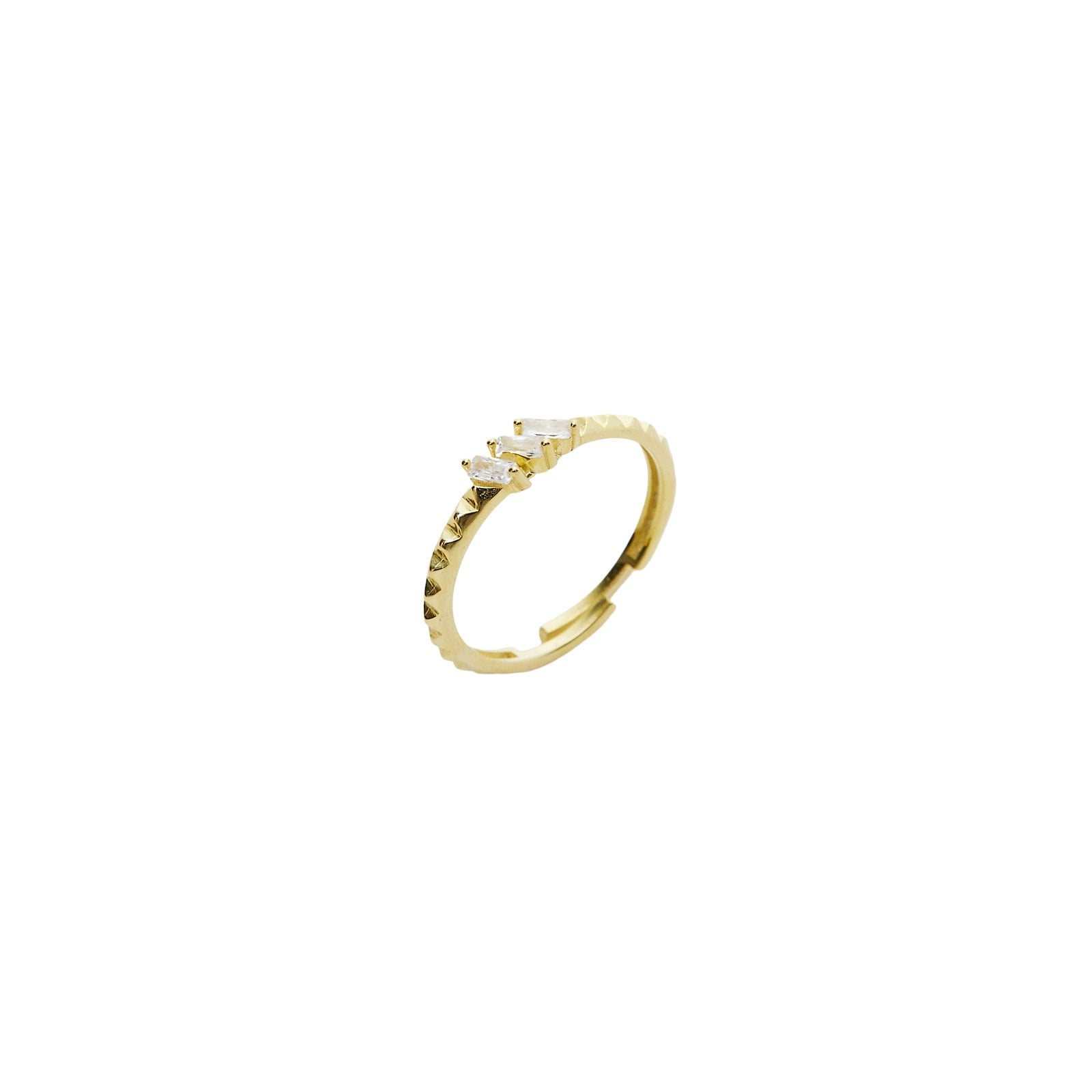 Spero London Silver/Gold Three Parallel Baguette Gemstone Sterling Ring