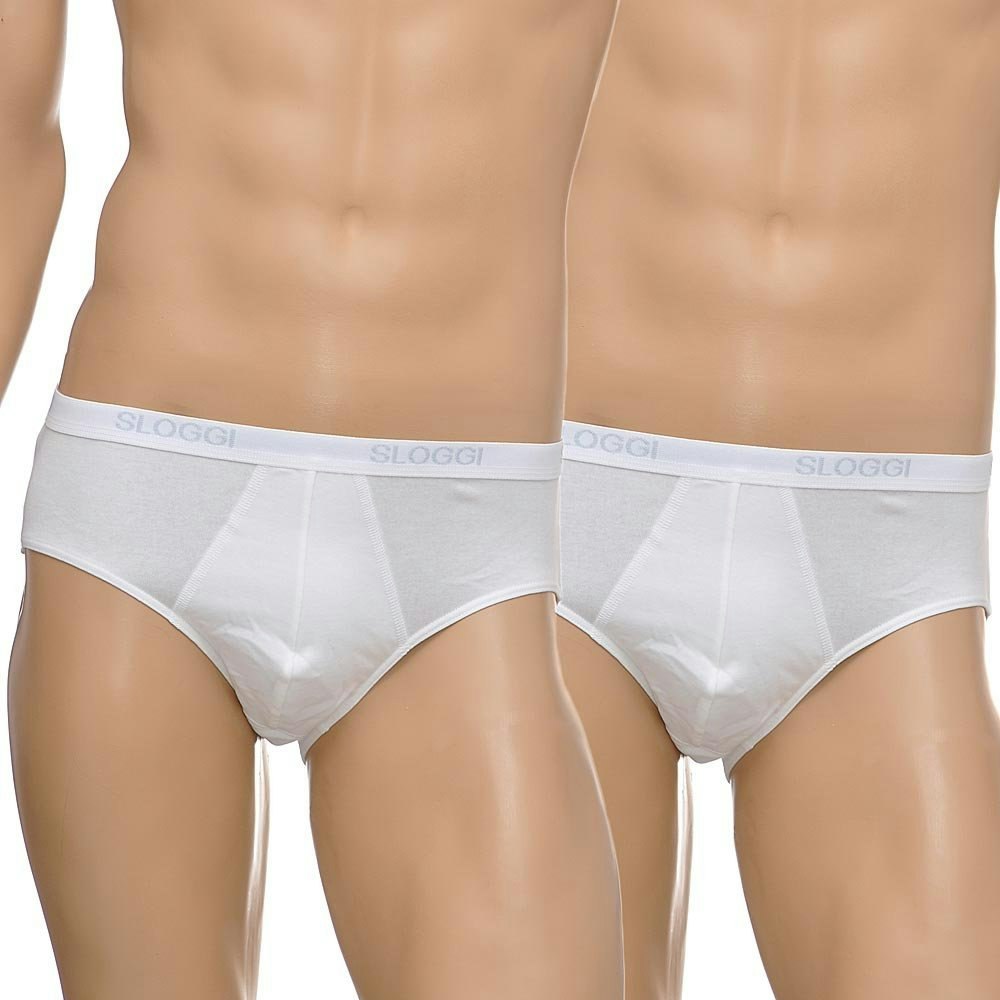 Sloggi Men's White 2-Pack Basic Midi Briefs, - S