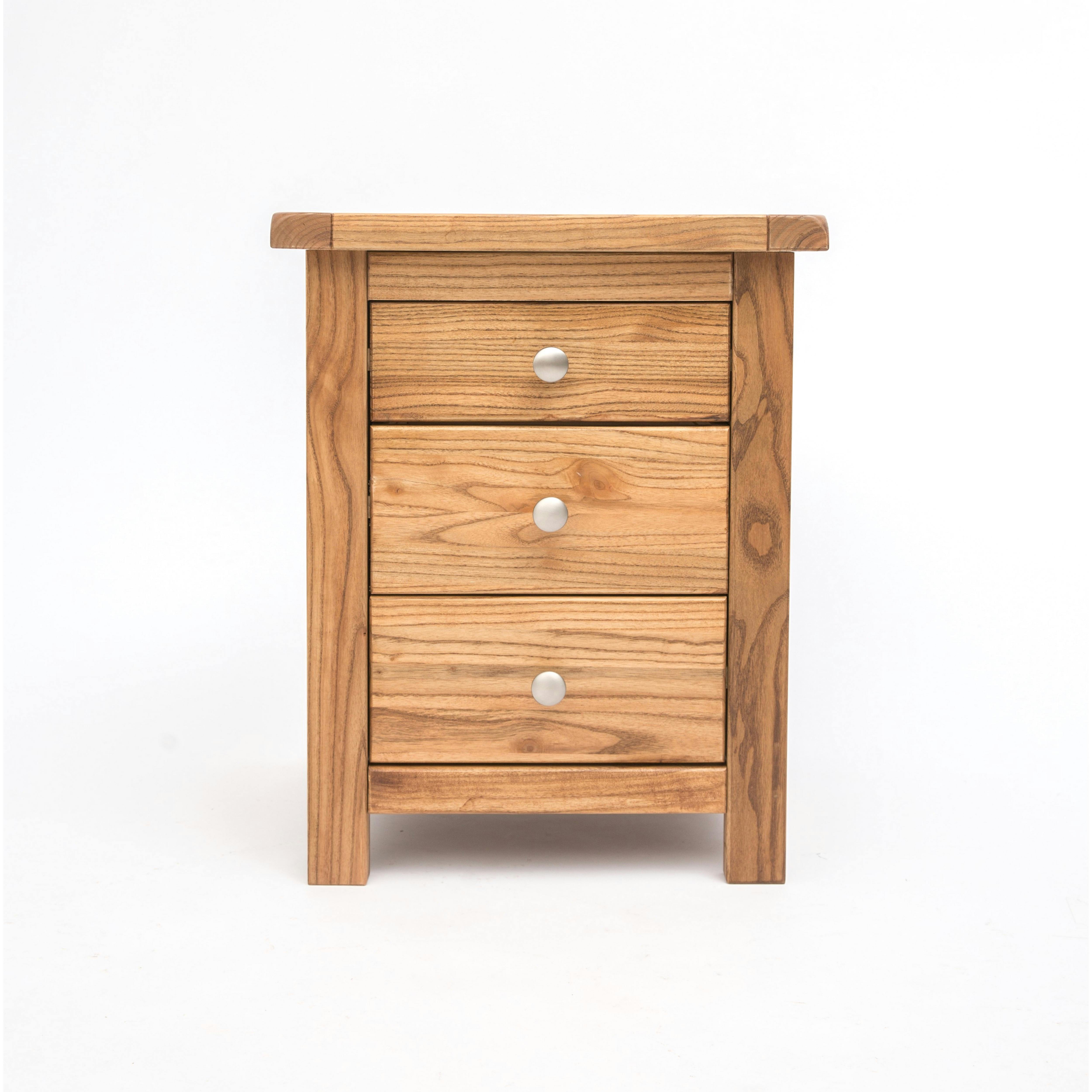 Rackhams Trivento 3 Drawer Bedside Table - Natural