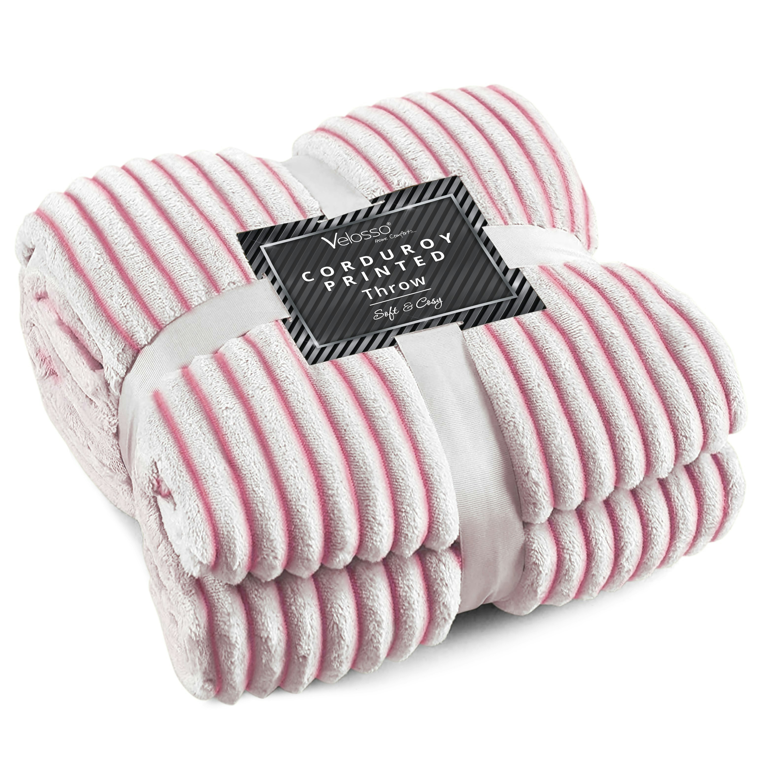 Rackhams Pink Corduroy Printed Throw - 127Cm X 152Cm