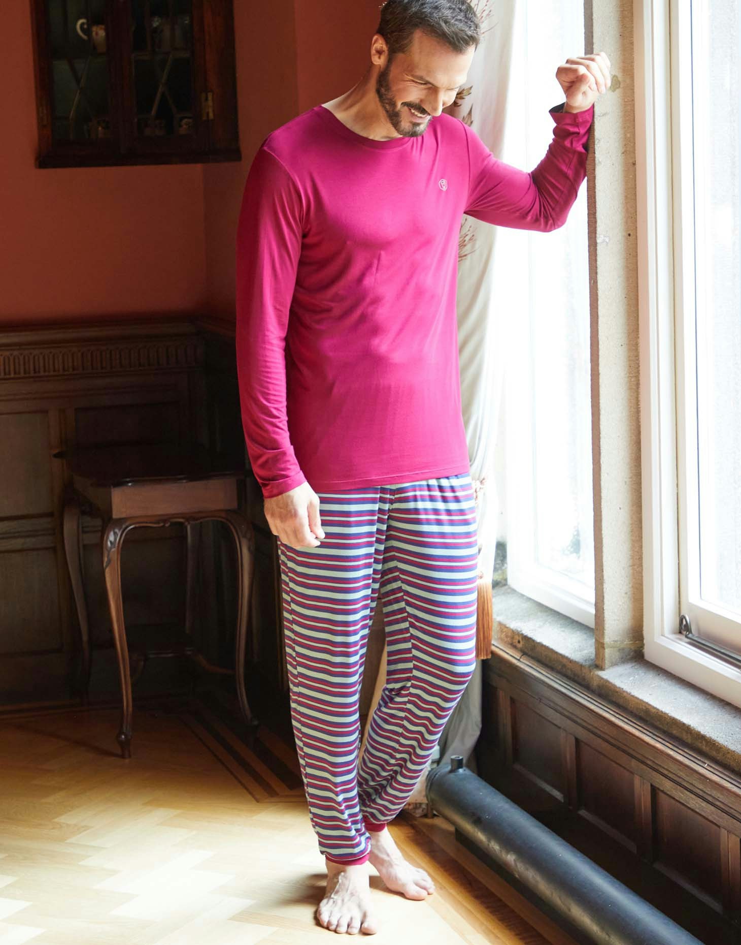 British Boxers Men's Bamboo Pyjama Set - Forest Berry - Medium