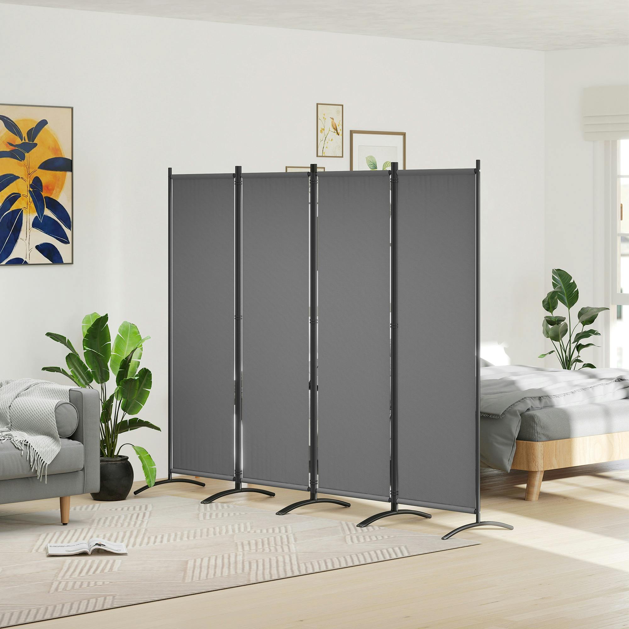 Rackhams 4 Panel Folding Room Divider,Portable Privacy Panel For Garden