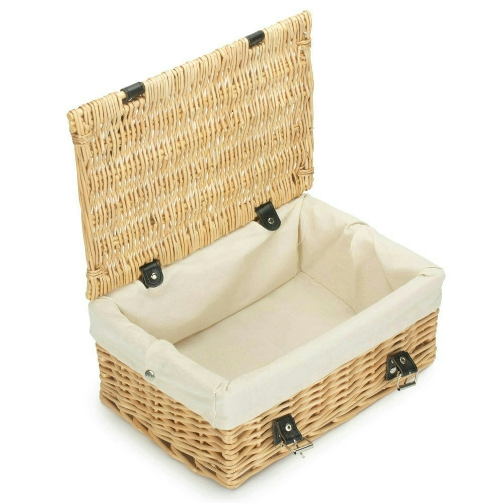 Red Hamper Red/White Hamper 36Cm Buff Wicker Empty Picnic Basket