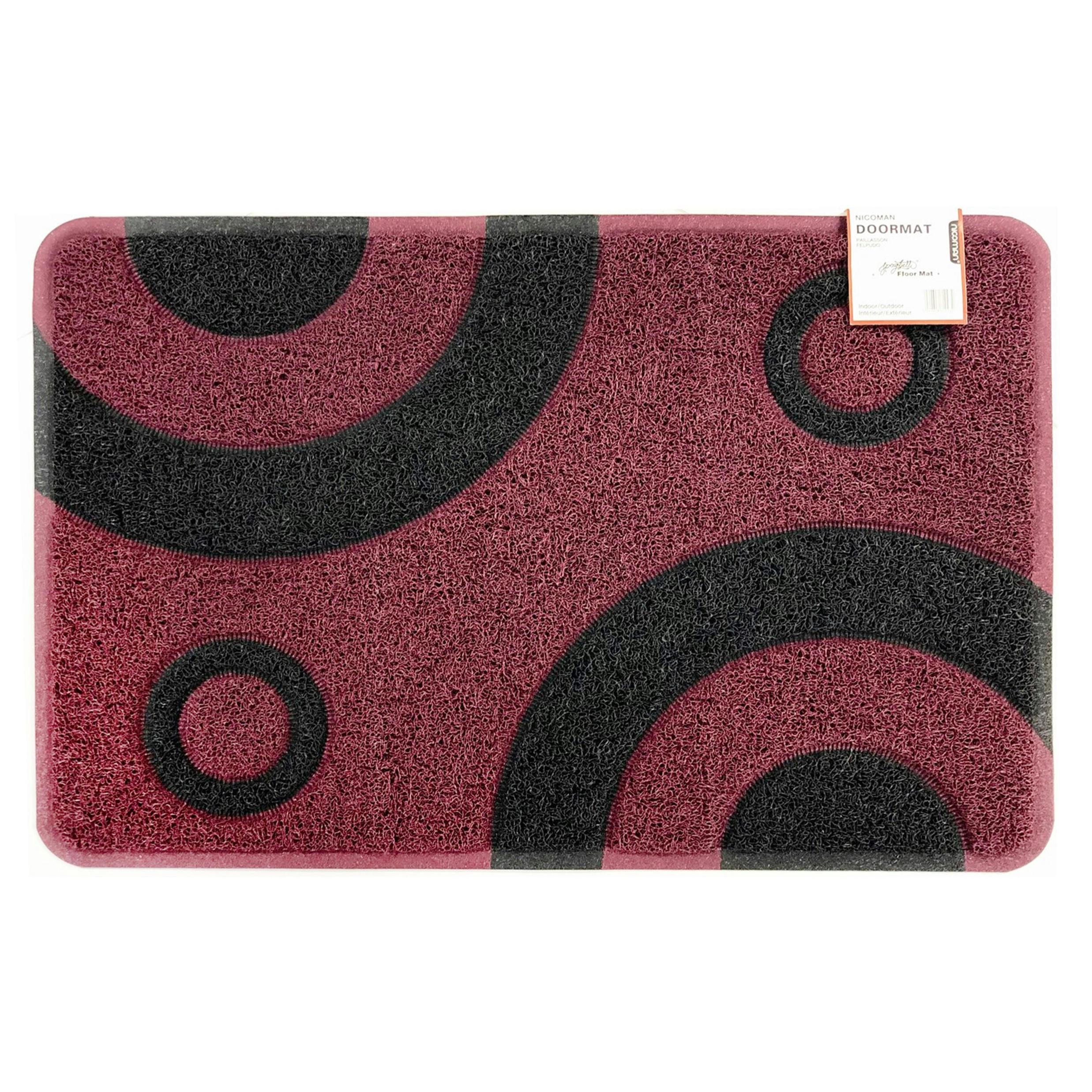 Rackhams Purple/Black Geo Circle Spaghetti Doormat 90X60cm - With Circles