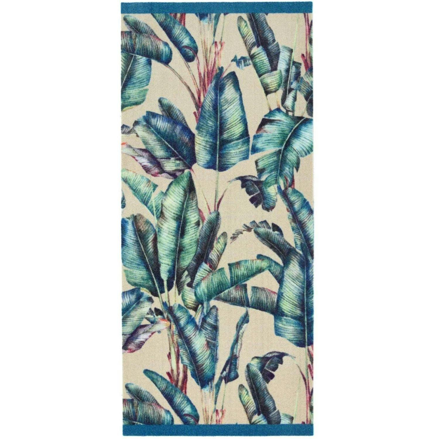 The Rugs Pink Washable Indoor Mat Tropical Palms Design - 65X150 Cm