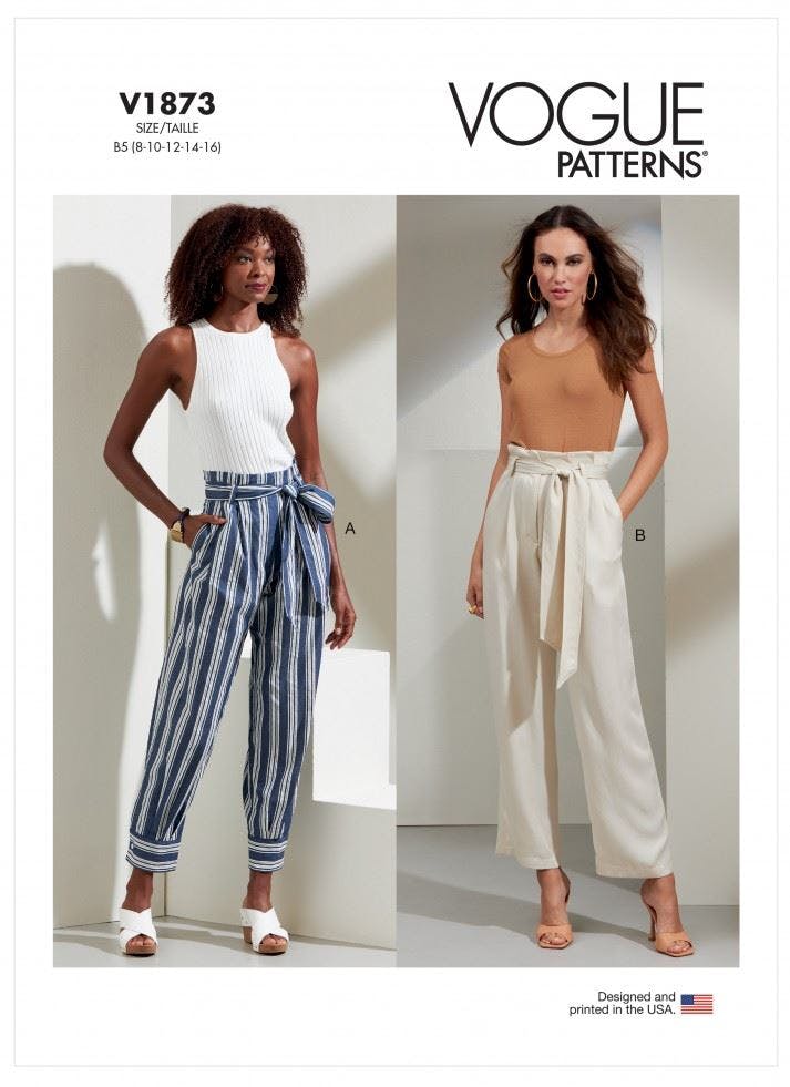 Vogue Women's Sewing Pattern 1873, Trousers For B5 (8-10-12-14-16) - Intermediate - F5 (16-18-20-22-24)