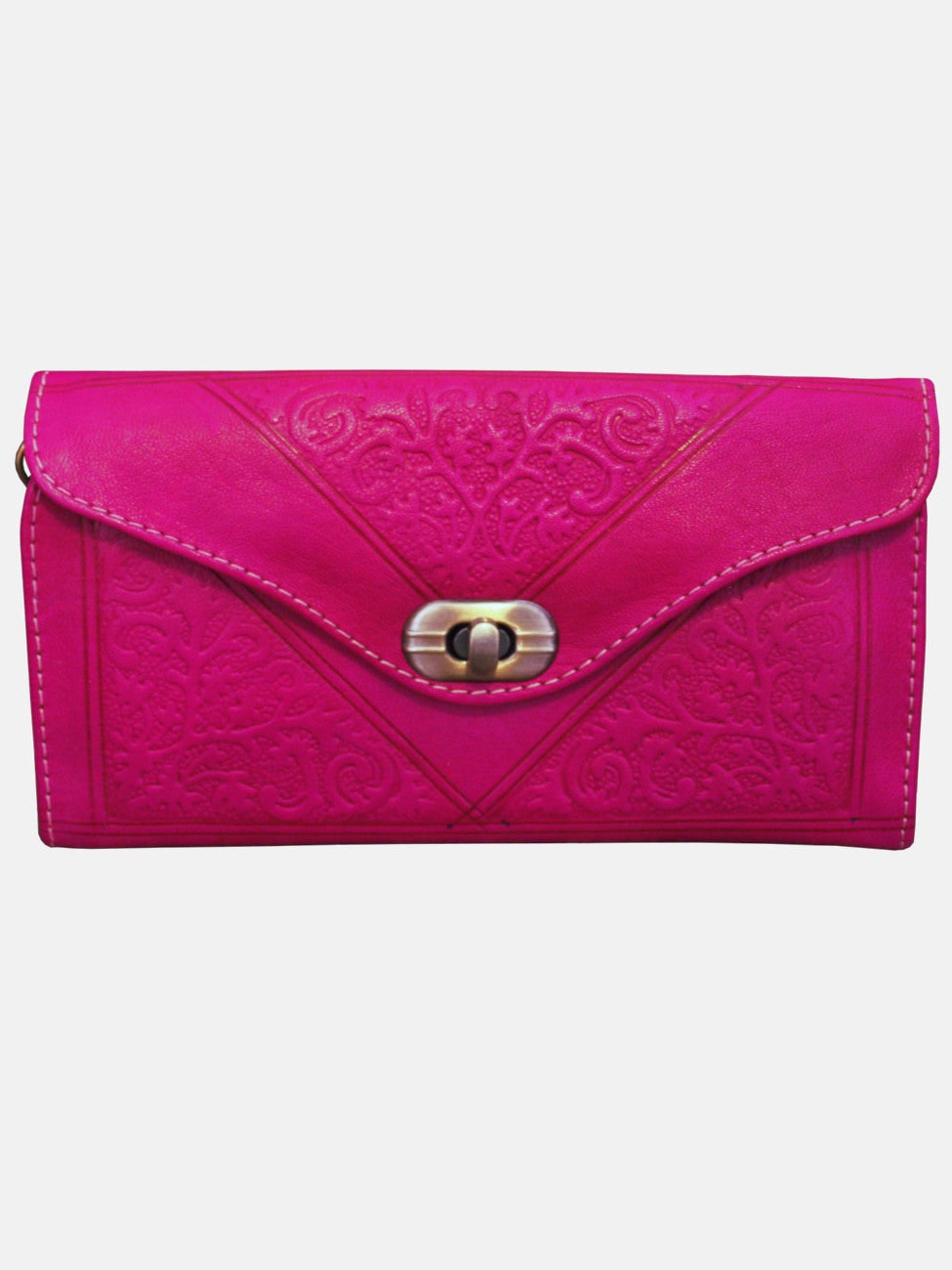 Berber Leather Pink Leather Tri-Fold Purse