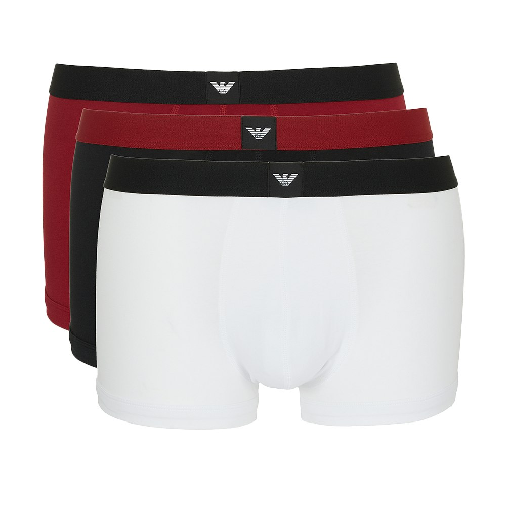 Emporio Armani Black/White 3-Pack Boxer Trunks, /Rhubarb/ - Small