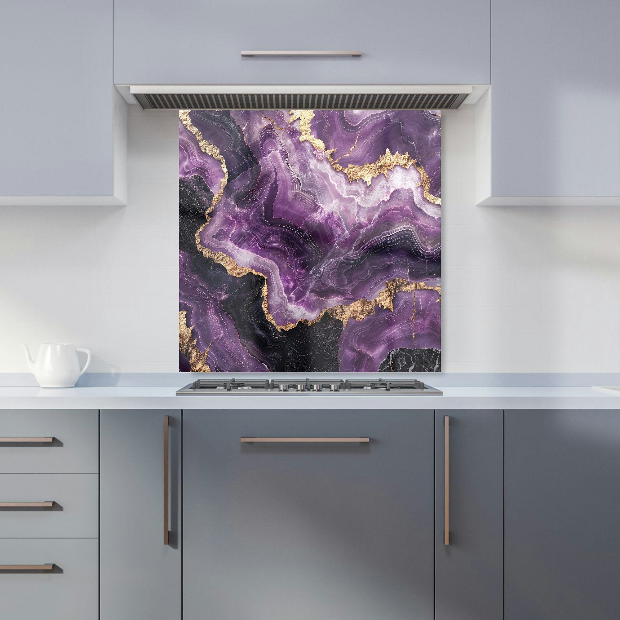 Warren Reed Purple - Designer Deep Marble Effect Kitchen Splashback - W600mm X H600mm