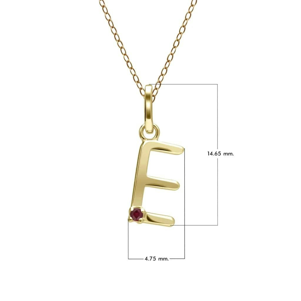 Gemondo Yellow/Gold Initial Ruby Letter Necklace In 9Ct - E