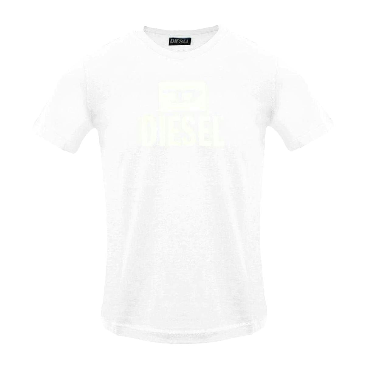 Diesel Men's White Monotone Logo T-Shirt - Bright - S - Bright - 100% Cotton