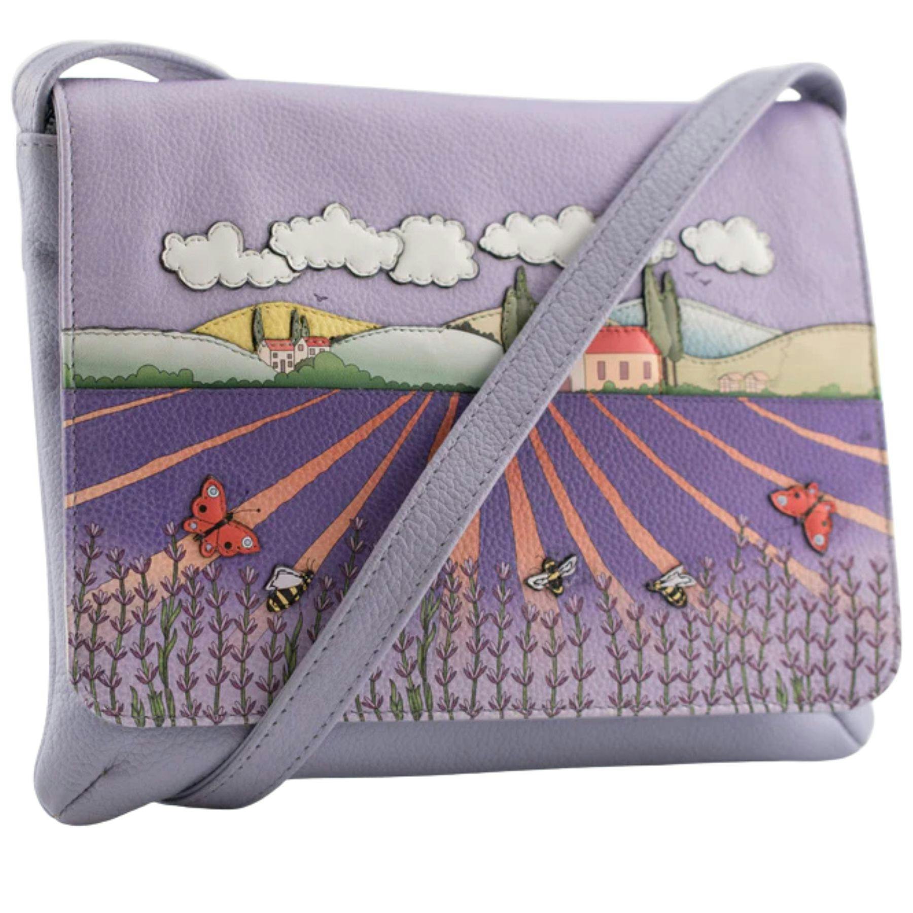 Mala Leather Lavender The Cotswolds Field Flap Over Crossbody