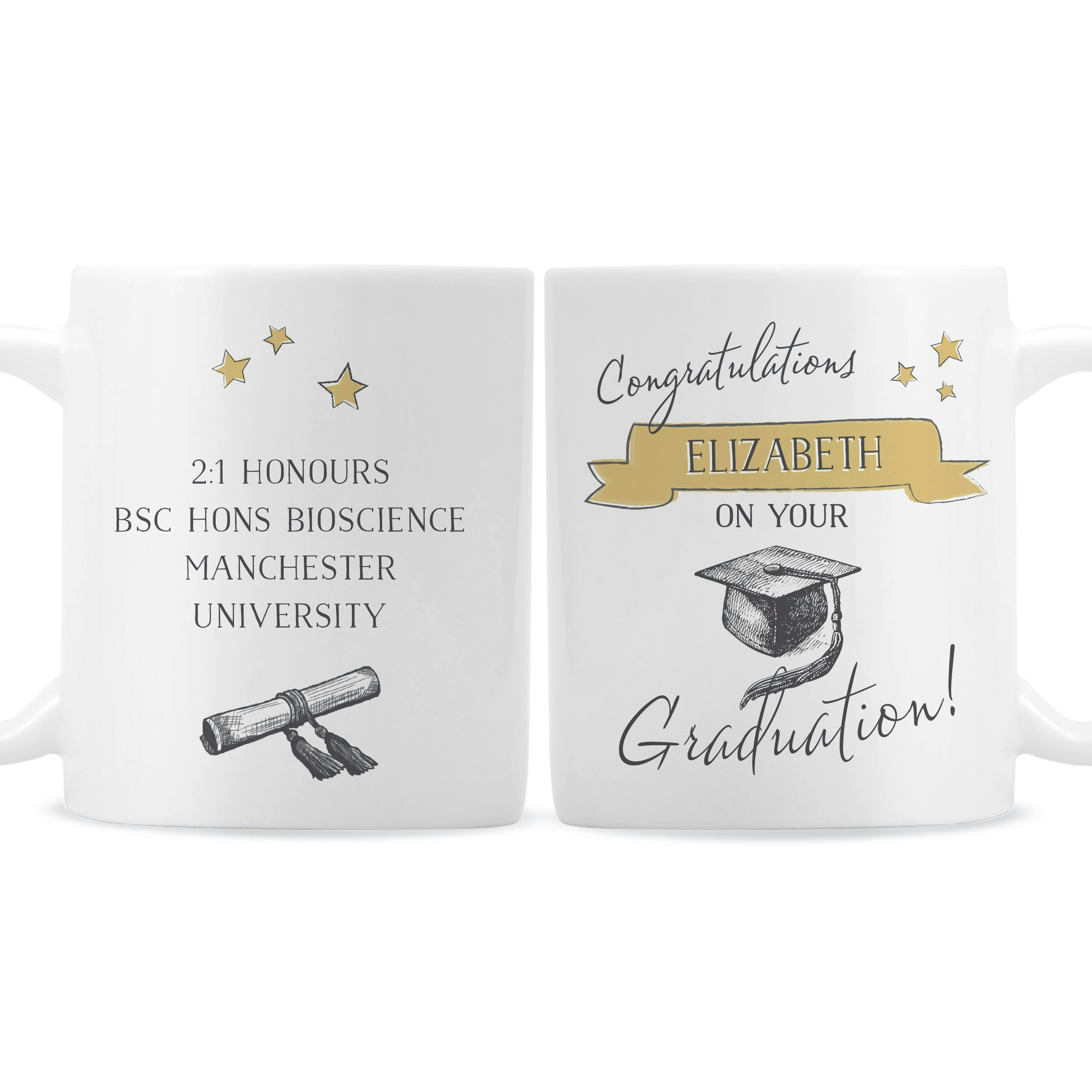 Personalised Memento Company Gold Personalised Star Graduation Mug