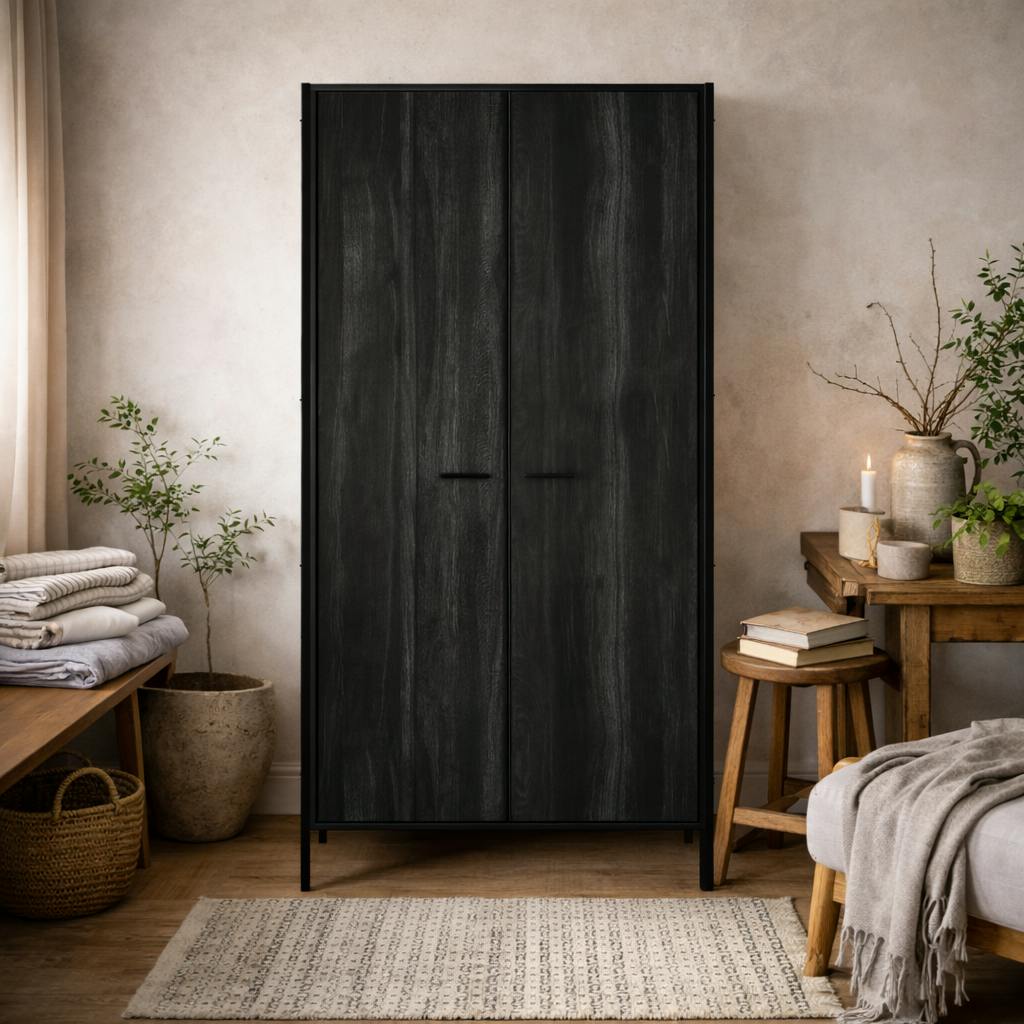 Rackhams Black Ireland Wood Effect 3 Door Wardrobe 1 Drawer