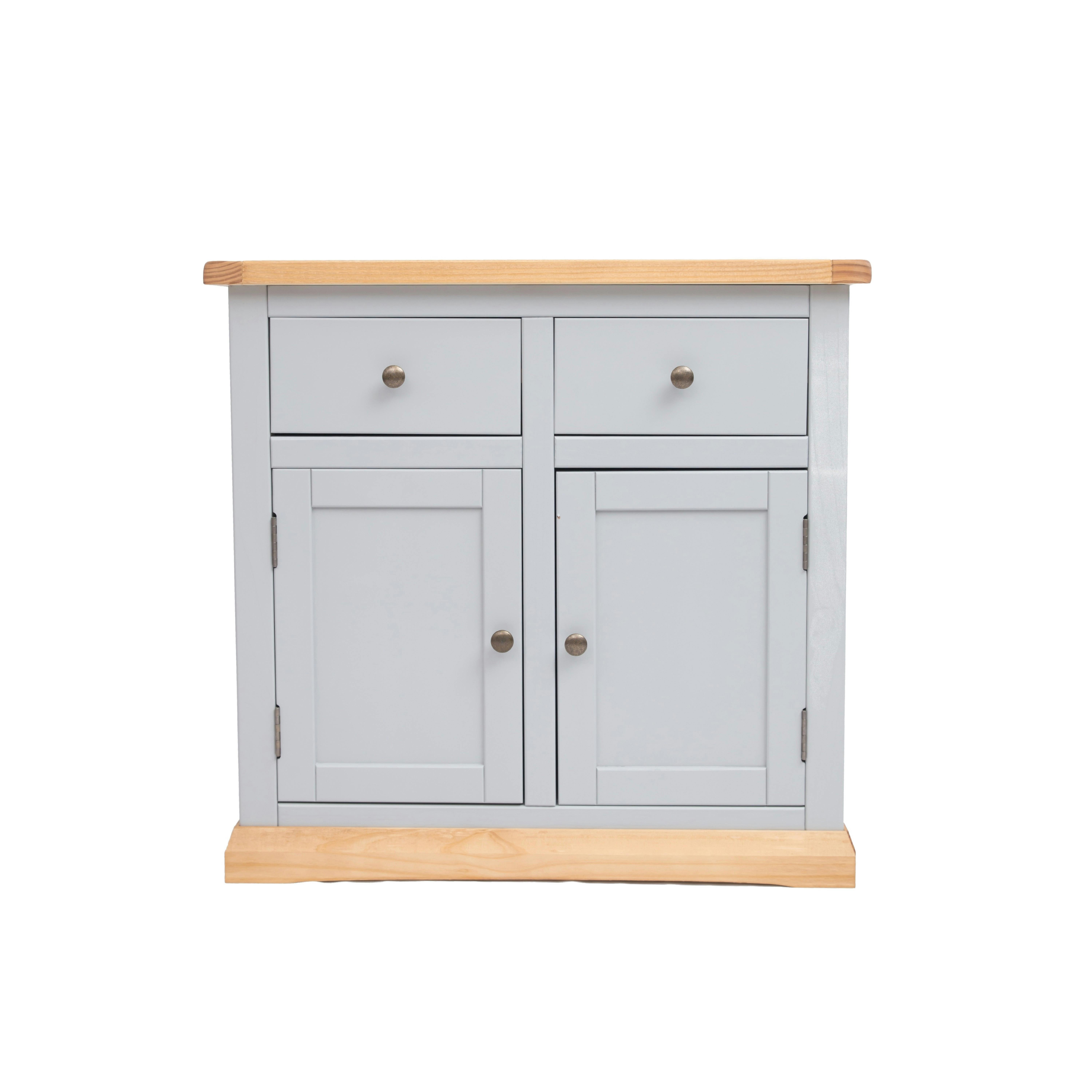 Cabinet Bits Light/Grey Bomporto 2 Drawer 2 Door Sideboard Brass Knob
