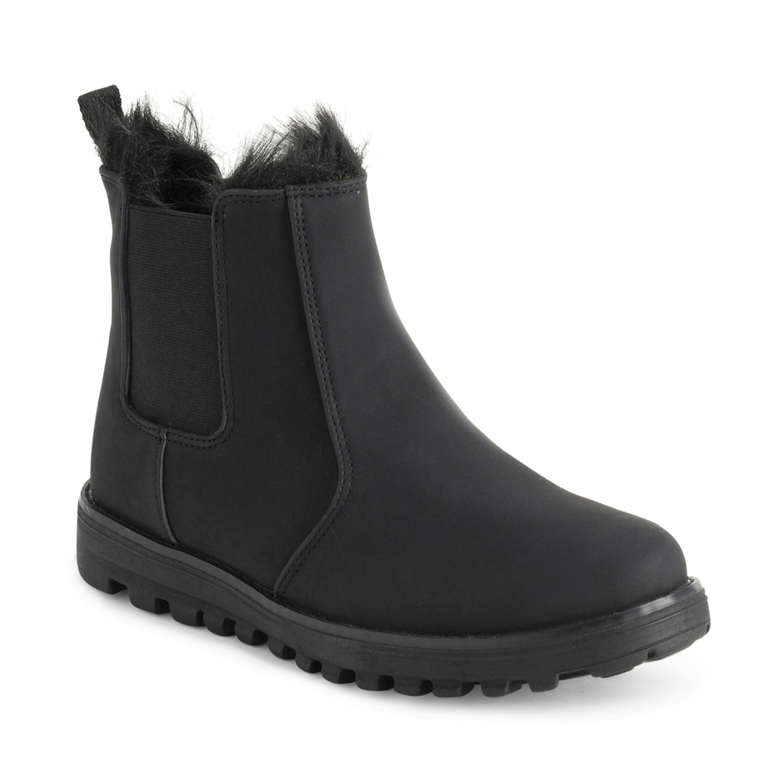 Viva Women's Black Polar Chelsea Winter Boots - Faux Fur Lined Nubuck Ankle Boots - 7 - Mono