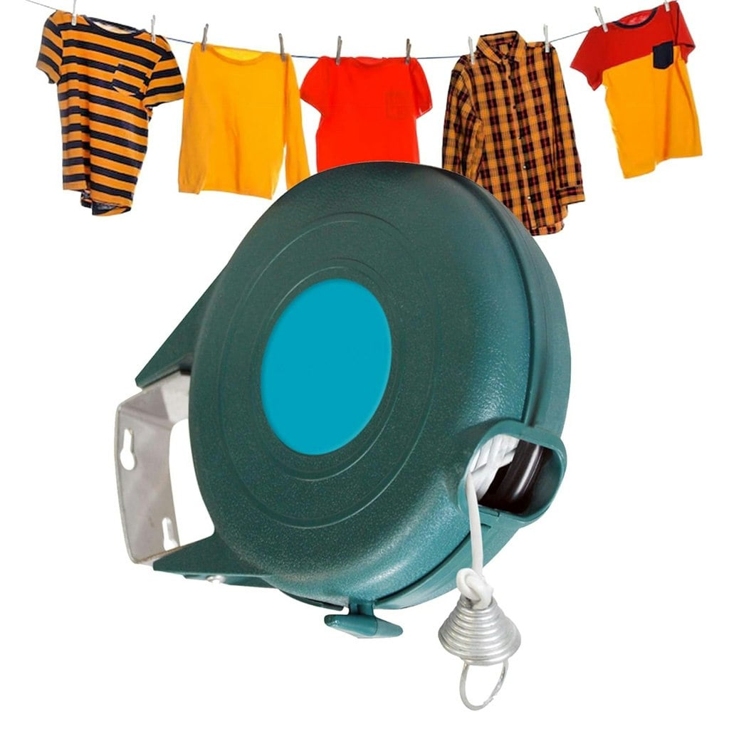 Rackhams 12M Retractable Reel Washing Line Outdoor Wall Mounted Extendable Clothes Line