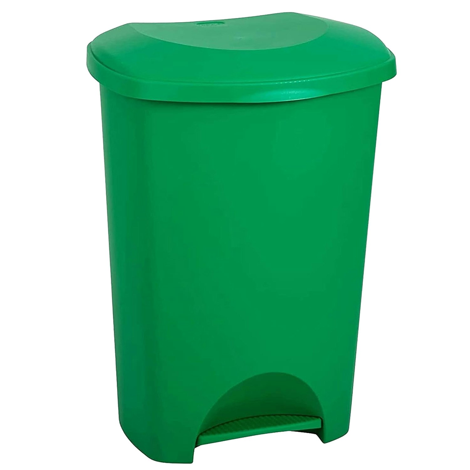 Rackhams Green 50L Recycling Commercial Medical Utility Waste Trash Pedal Bin With Hands Free Foot Pedal Operation - 2 X