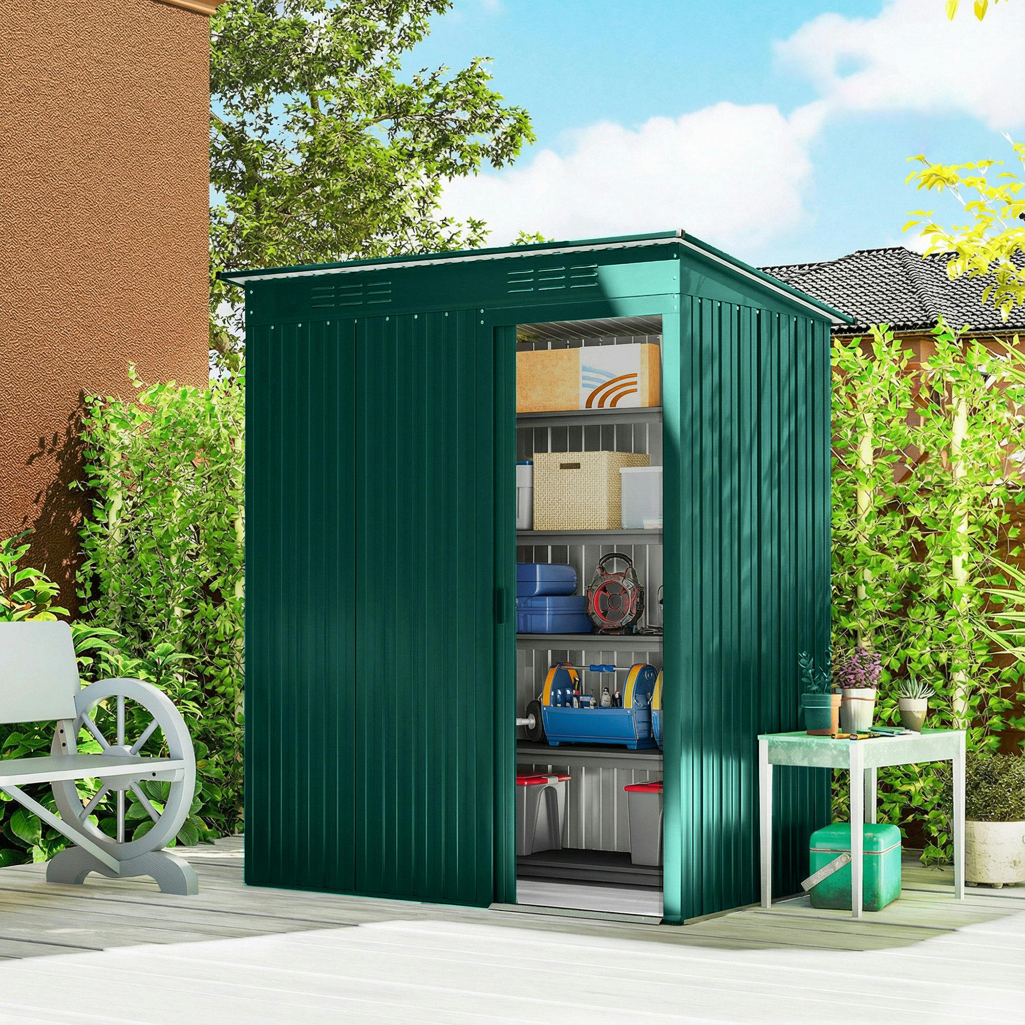 Rackhams Green 5 X 3.5Ft Metal Garden Shed With Effortless Assembly,