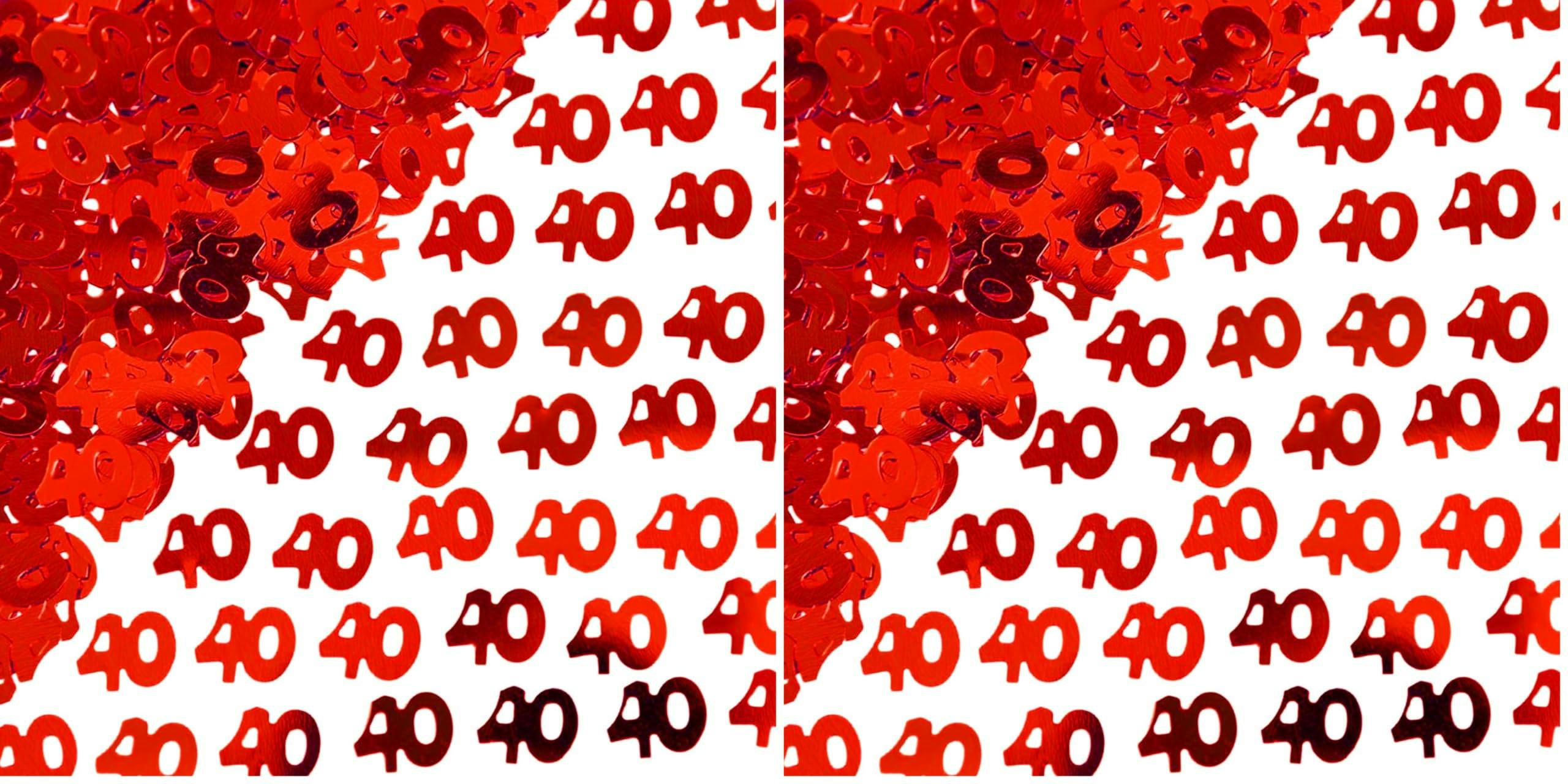 Shatchi Red 40Th Birthday Table Confetti, 14G Pack Of Foil Metallic Number Cut-Outs