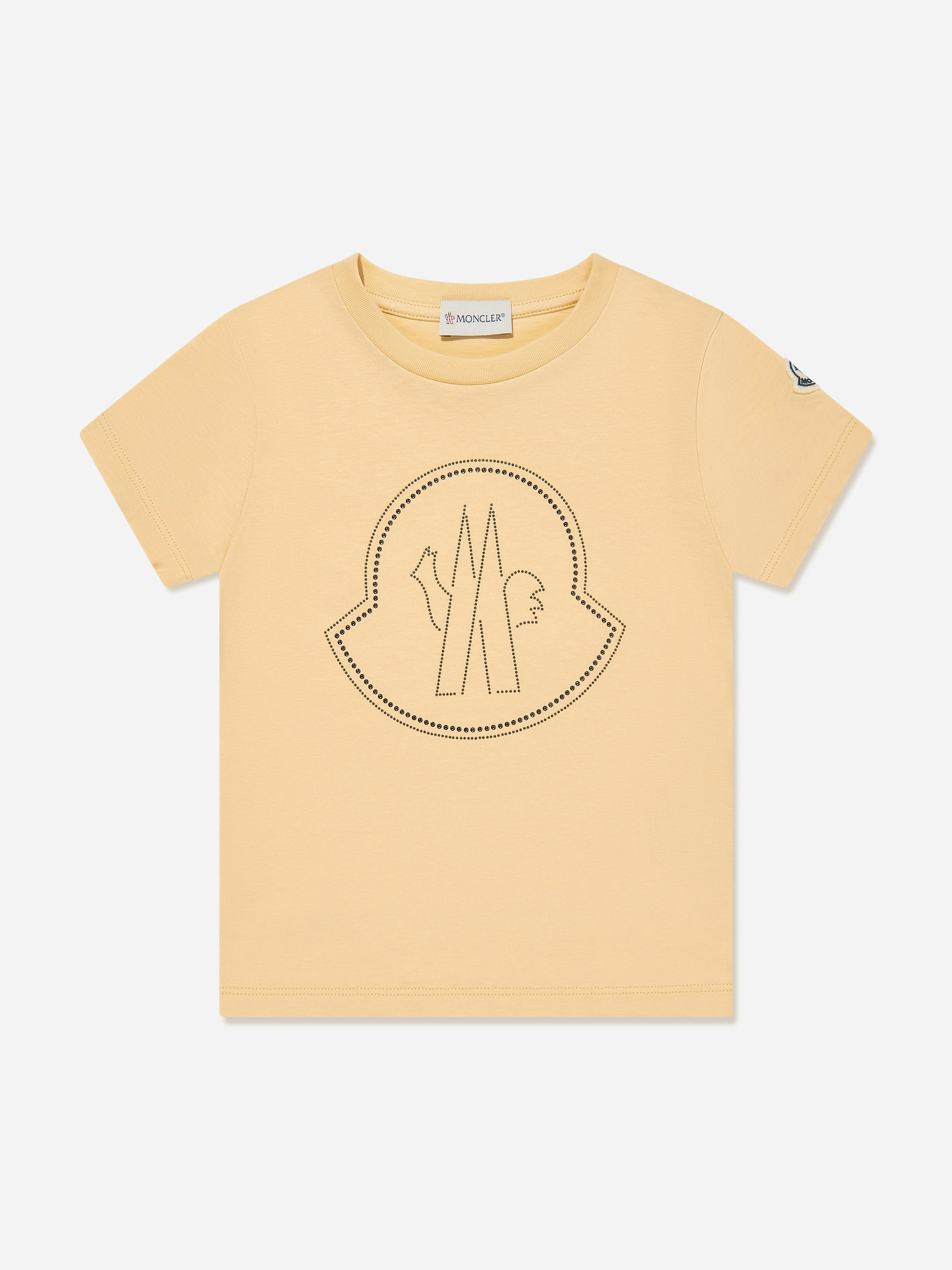 Moncler Enfant Girls Yellow Logo T-Shirt In - 6 Yrs