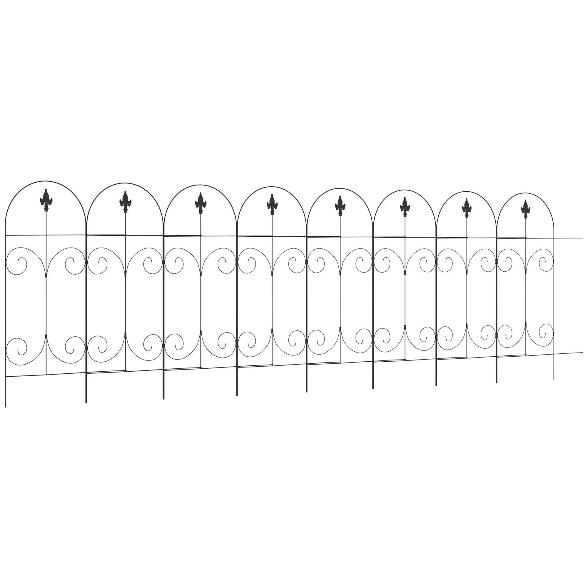 Outsunny Decorative Garden Fencing 8Pcs 44In X 12.5Ft Metal Border Edging - Image 6