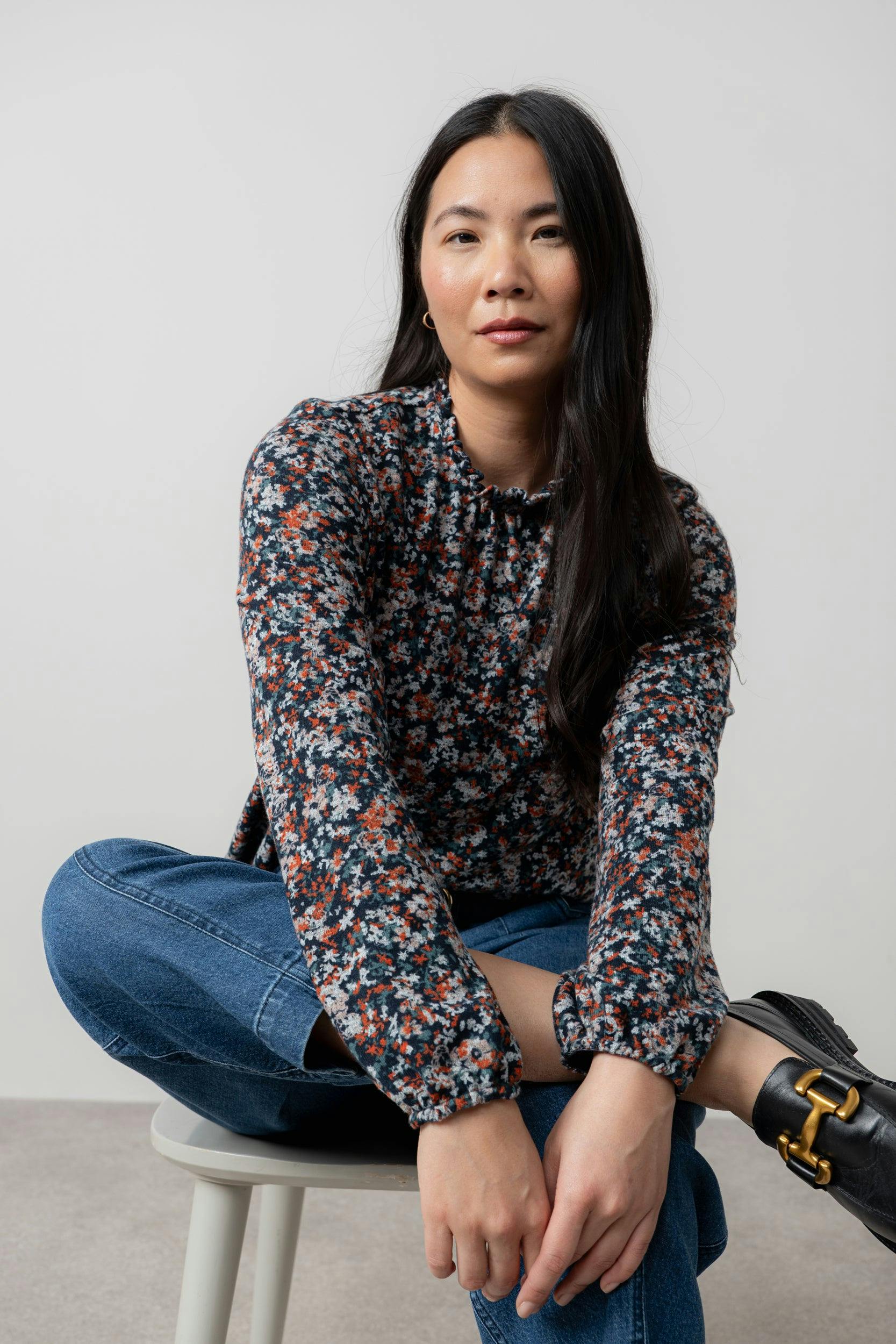 Lily & Me Red Eastcombe High Neck Floral Print Top - 14