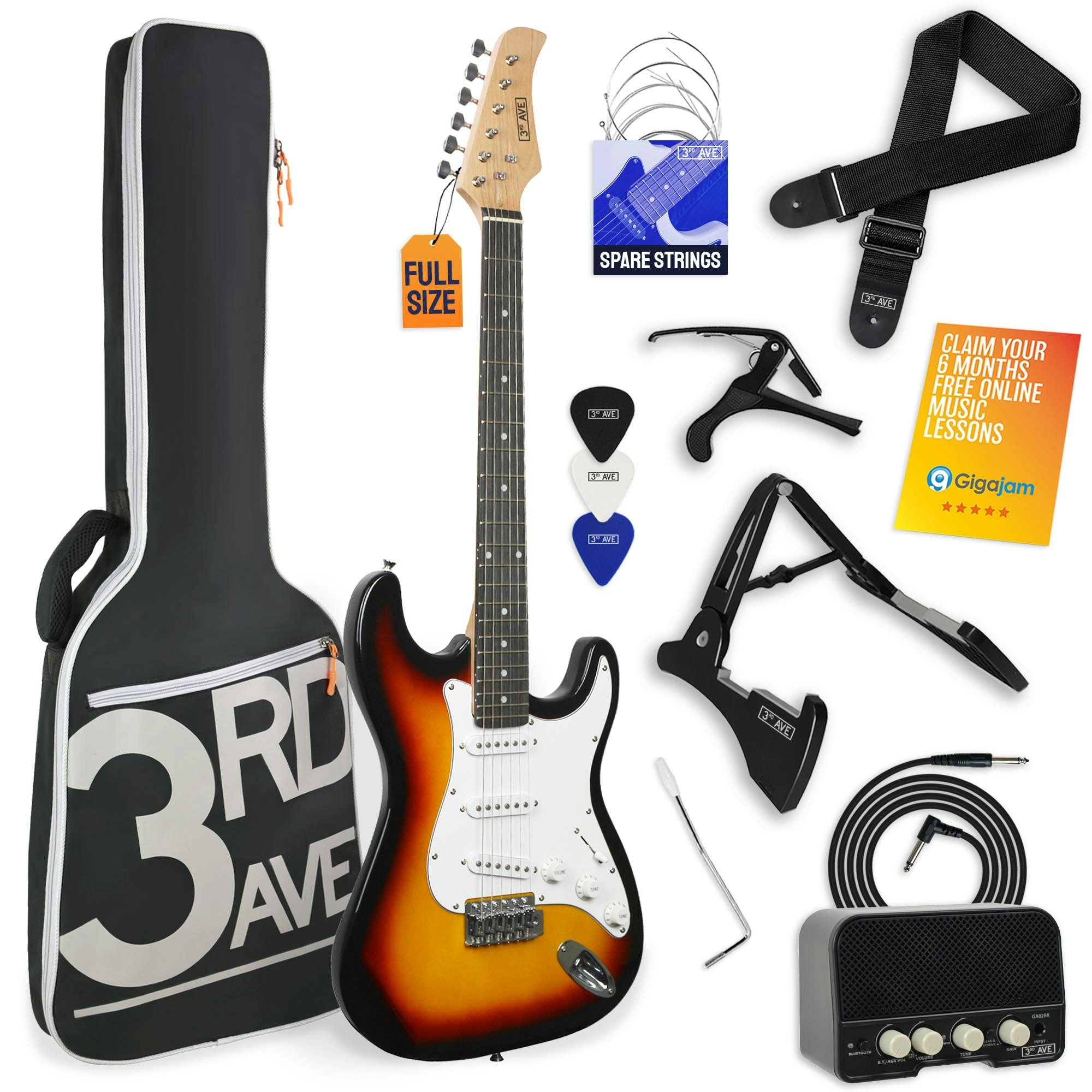 3Rd Avenue Full Size Electric Guitar Pack With Amp - Sunburst
