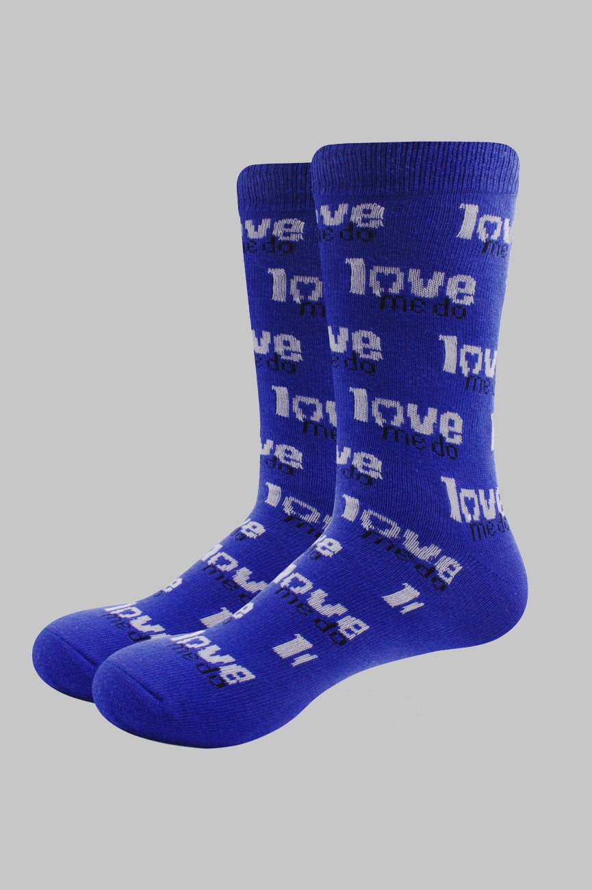 Paradiso Clothing Unisex Blue The Beatles Love Me Do Repeat Socks