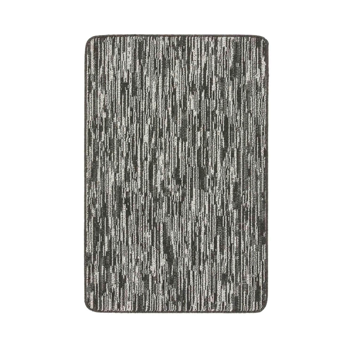 Rackhams Dark/Grey Washable Broken Striped Mat And Runner - 50X80 Cm