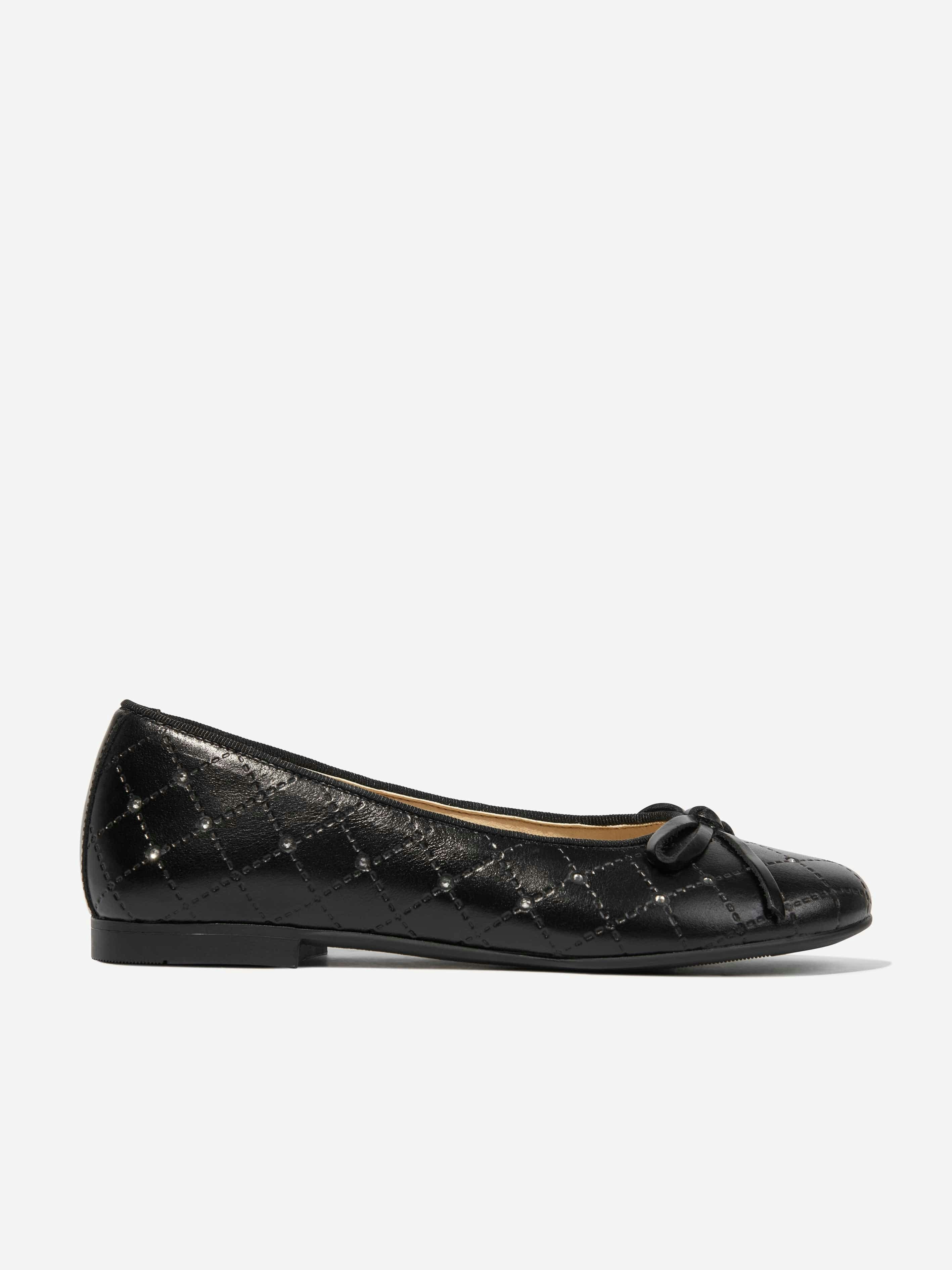 Andanines Girls Black Leather Ballerinas In - Eu 30 Uk 12