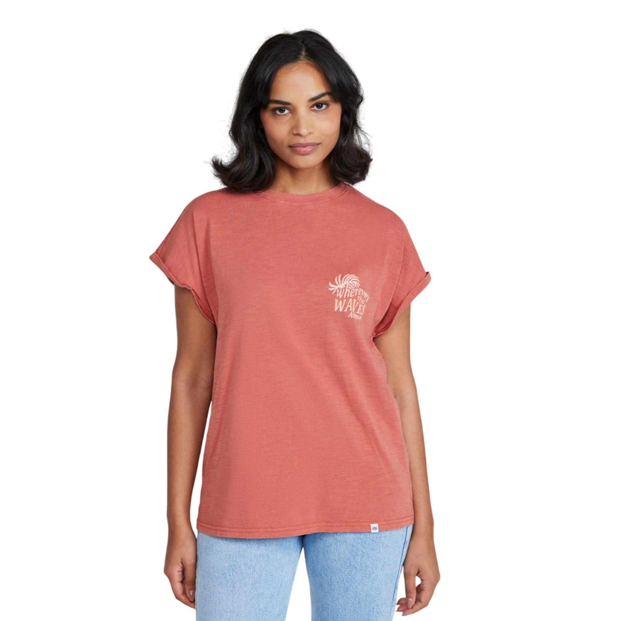 Animal Women's Wherever The Waves Holly Logo T-Shirt - Rust - 6 Uk - Rust - 100% Cotton