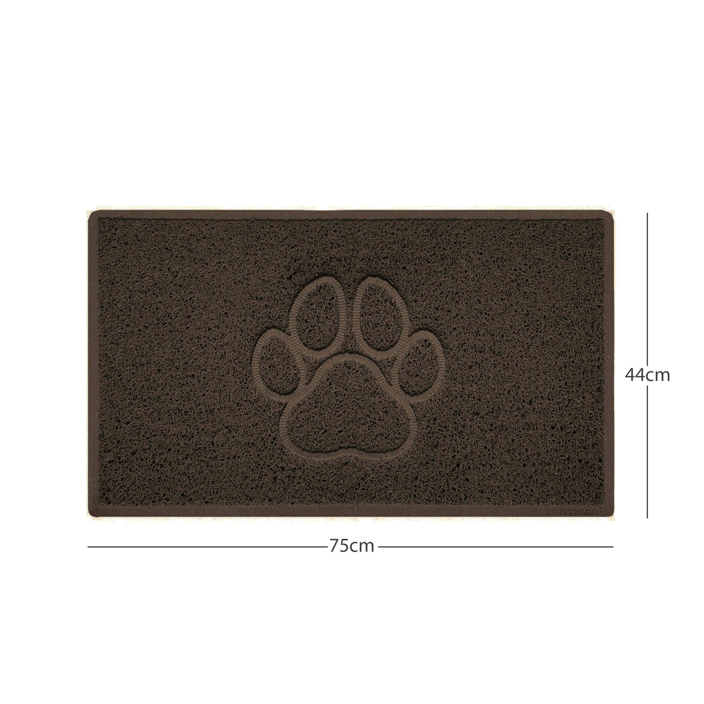Rackhams Brown "Paw Print" Embossed Loofah Textured Spaghetti Door Mat - 75Cm X 44Cm - Yes (Suitable For Indoors)