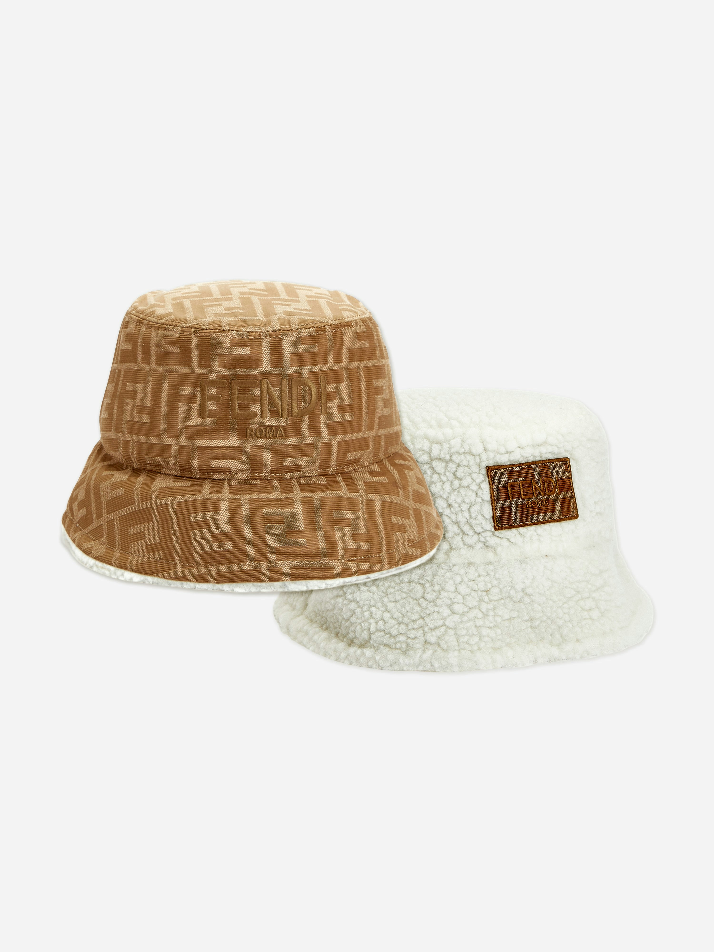Fendi Kids Boys White Reversible Roma Bucket Hat In - 6 - 9 Yrs