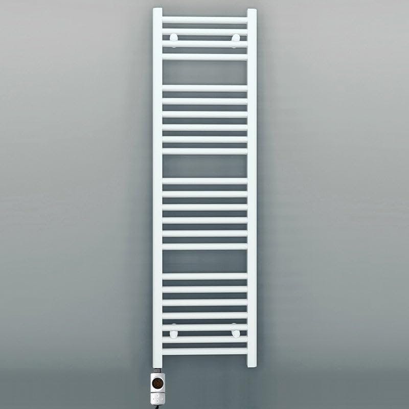Myhomeware White 400 X 1200 Mm Electric Bathroom Towel Rail Radiator Heater With Af Thermostatic Electric Element Pre-Filled