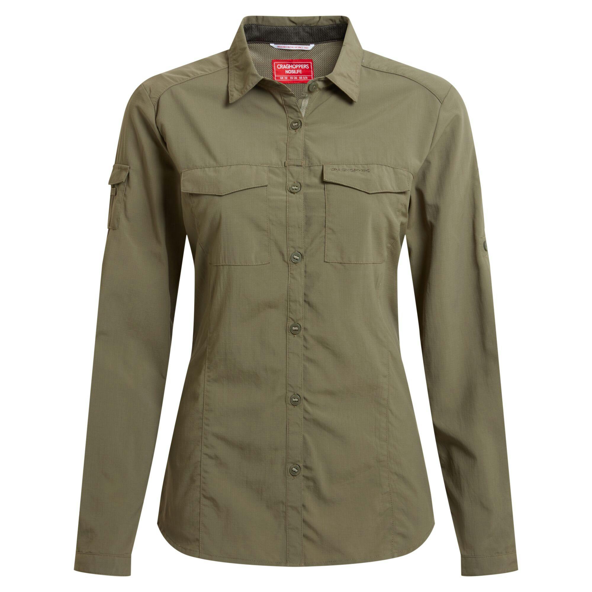 Craghoppers Women's Adventure Iii Nosilife Long-Sleeved Shirt - Wild Olive - 10 Uk - Wild Olive - 100% Polyester