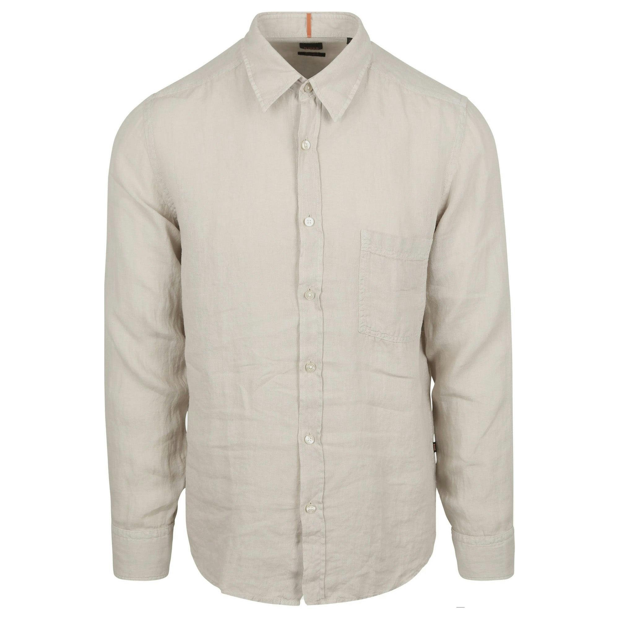 Boss Light/Beige Relegant 6 Linen Long Sleeve Shirt - XX-Large