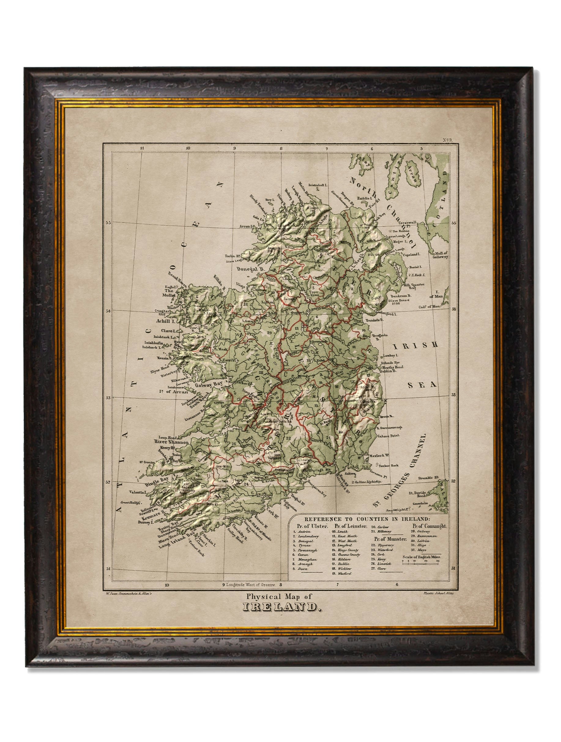 Rackhams Black C.1880 Maps Of The United Kingdom & Ireland - 84 X 70Cm - Ireland